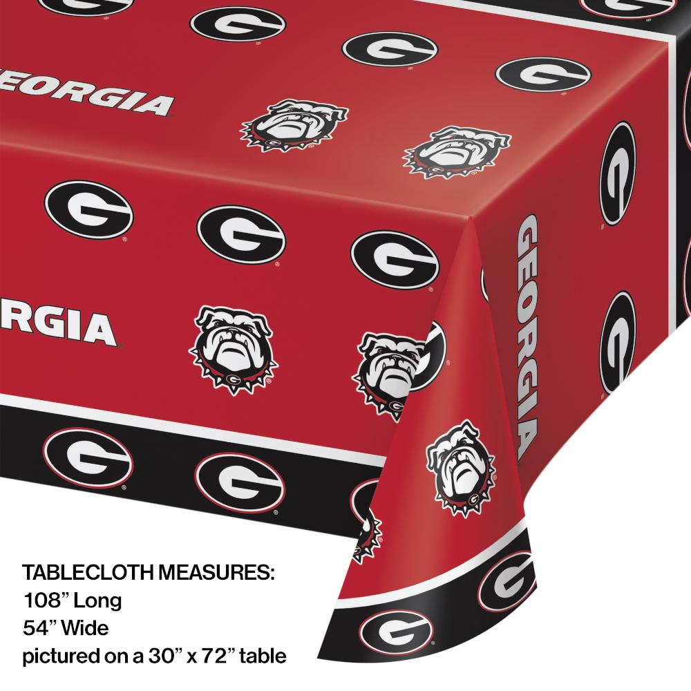 12-Pack Bulk University of Georgia Plastic Table Covers - Perfect for Tailgates, Game Day Parties & School Events