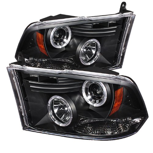 XTune LED Halo Headlights for Dodge Ram 1500 2009-2016 - Black/Clear Lens - High Visibility Lighting for Night Driving & Off-Road Adventures