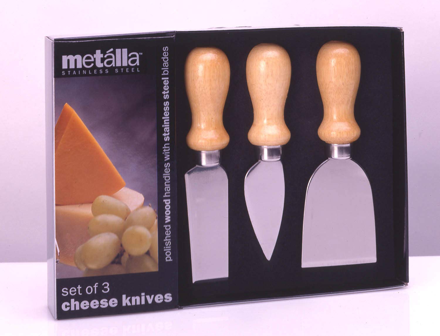 Premium Stainless Steel Cheese Knives Set - 4-Piece with Wooden Handle for Soft, Hard & Semi-Soft Cheeses | Perfect for Charcuterie Boards, Wine Pairings & Dinner Parties