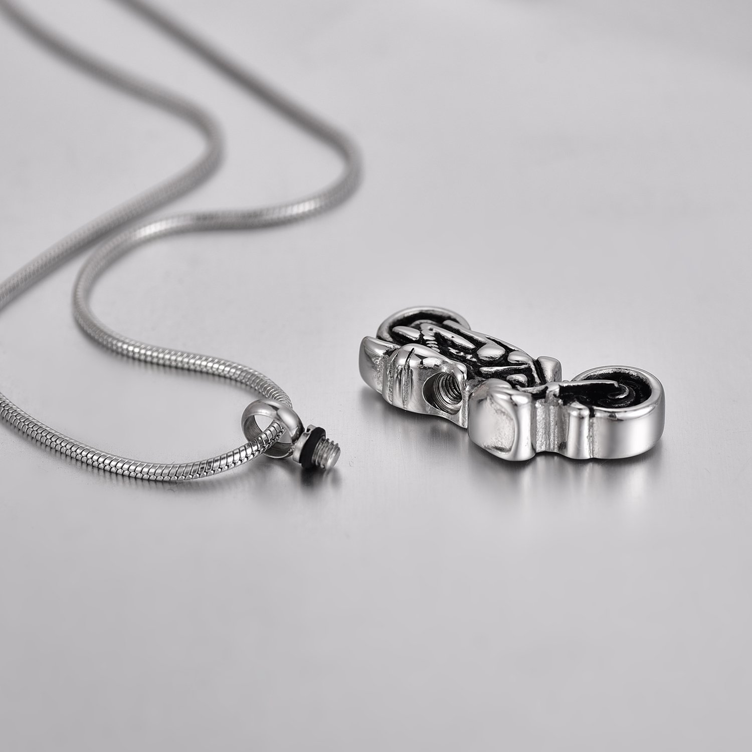 Motorcycle Cremation Jewelry - Punk Style Stainless Steel Ash Urn Memorial Pendant Necklace with Funnel Fill Kit - Perfect for Biker Memorials, Motorcycle Enthusiasts & Unique Keepsakes