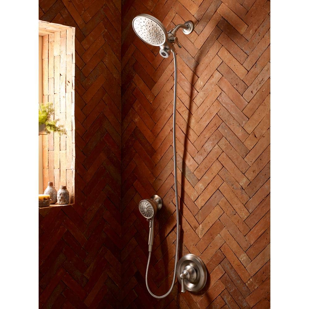 Moen 82611SRN Brecklyn Posi-Temp Tub and Shower Faucet with Magnetix 2-in-1 Rainshower and Handheld Showerhead - Perfect for Bathroom Renovation and Spa-Like Shower Experience