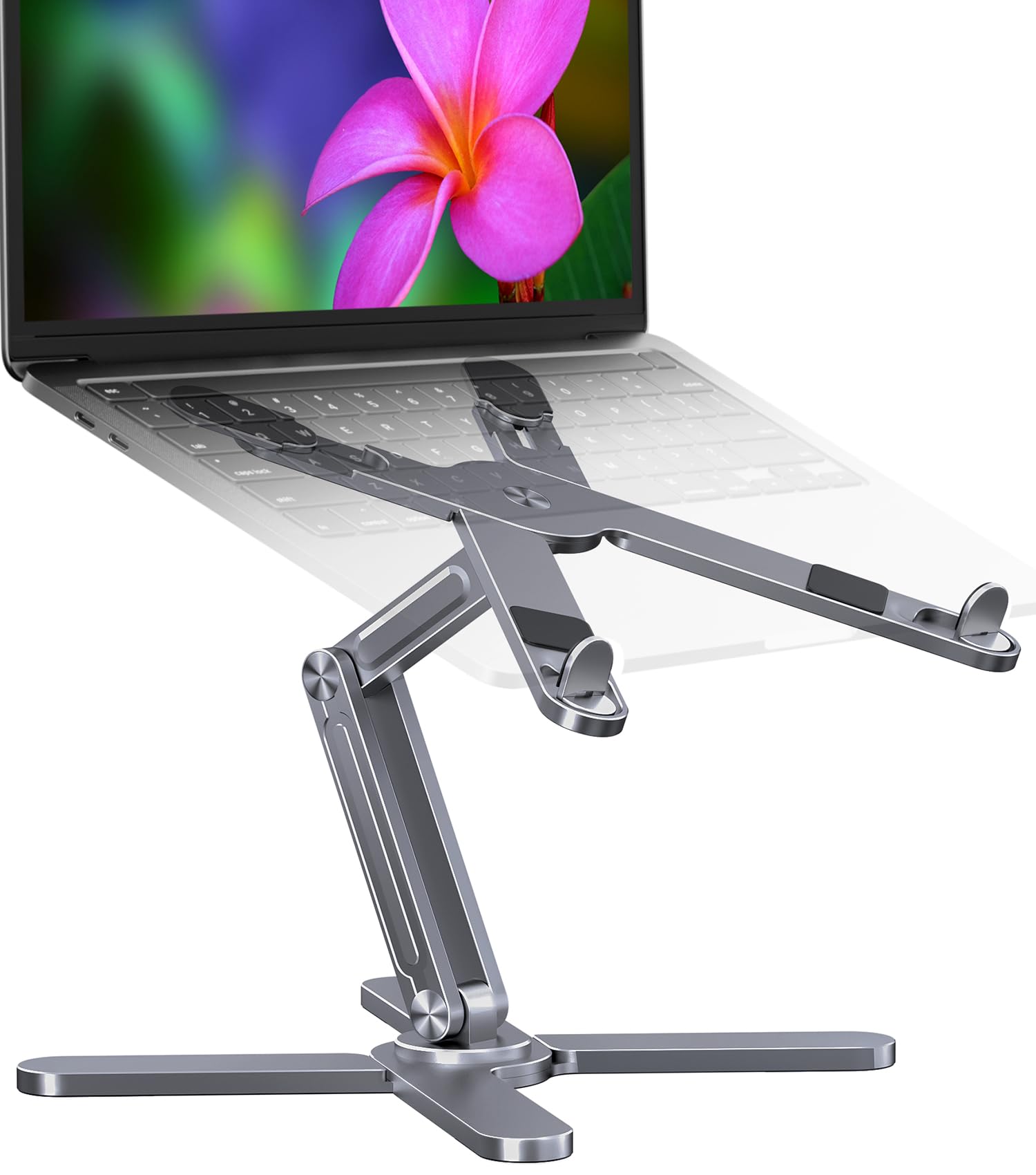 360° Rotating Adjustable Laptop Stand - Portable Ergonomic Computer Riser for MacBook Pro/Air, Dell XPS, HP (10-16 Inch) - Grey | Perfect for Home Office, Gaming & Travel Use