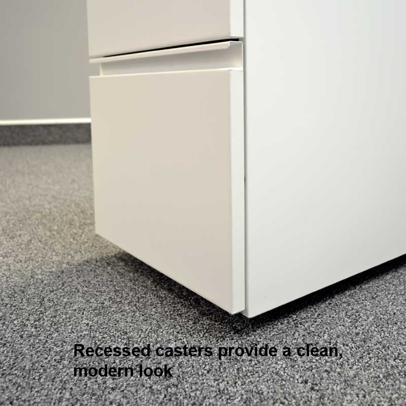 TRIO Low Profile Mobile Pedestal File Cabinet - 3-Drawer Rolling Storage Organizer for Office, Home & Classroom Use