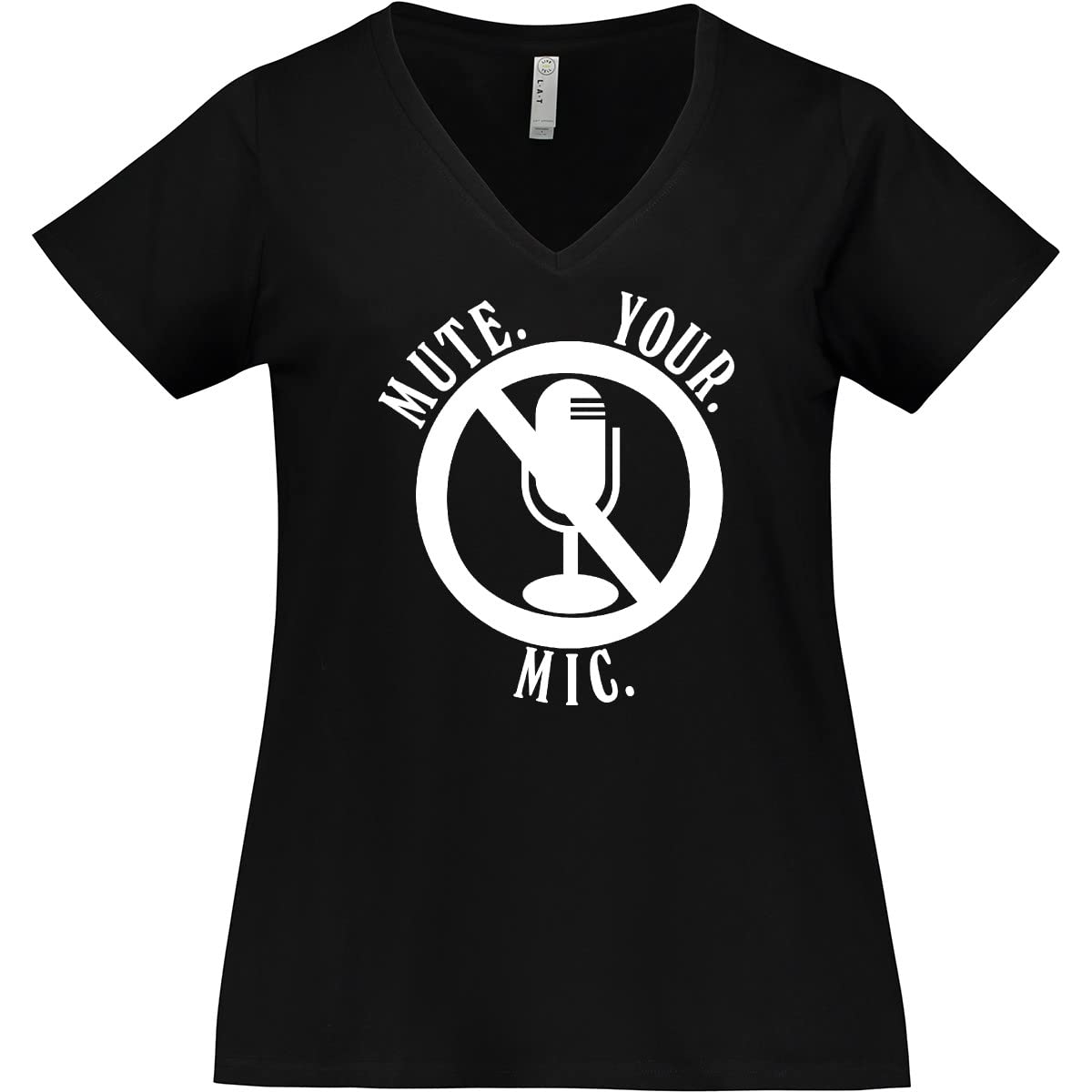 Inktastic Mute Your Mic Women's Plus Size V-Neck T-Shirt - Funny Work from Home Office Tee for Video Calls & Remote Work
