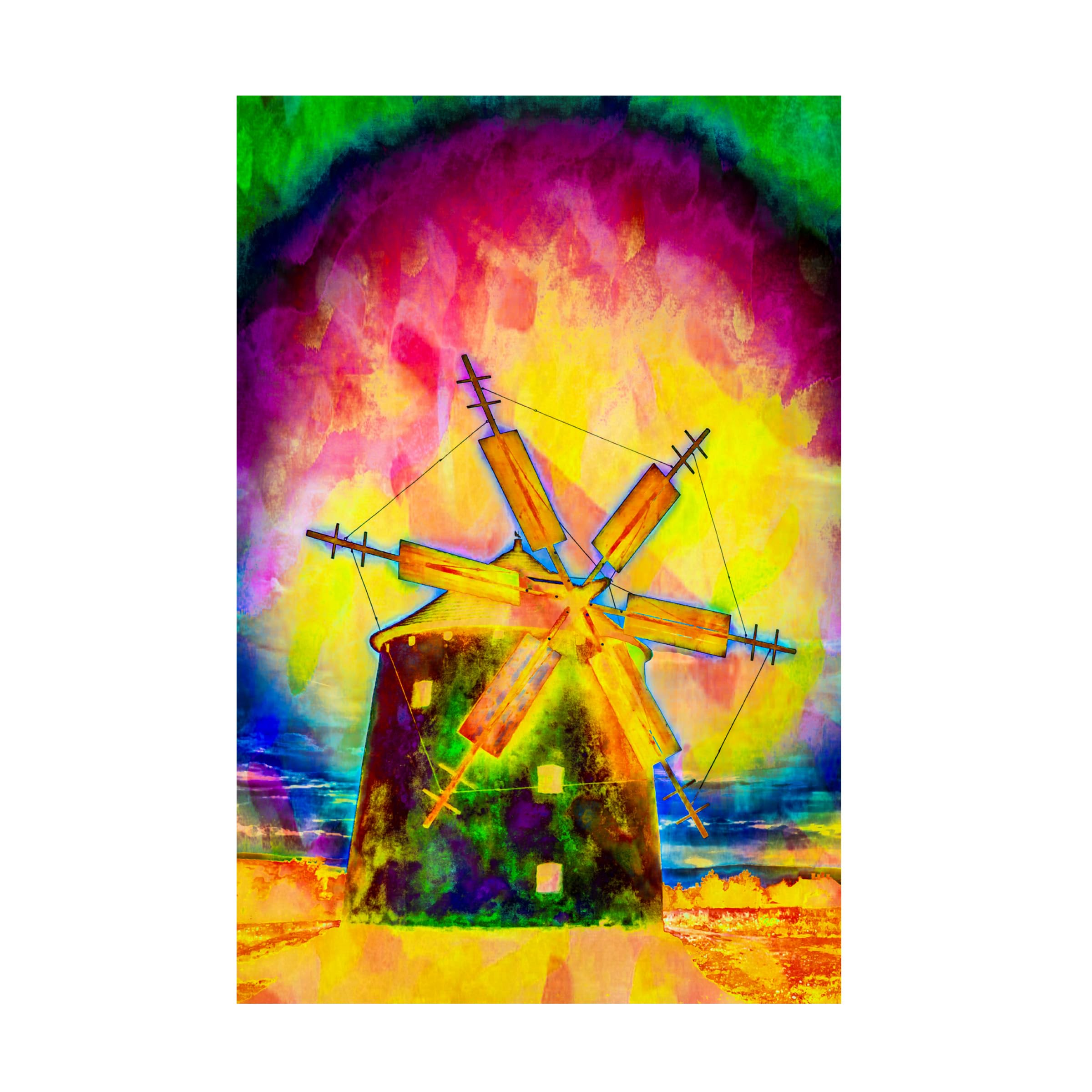 Anita Vincze 'Windmill 02' Canvas Art Print - Handmade Landscape Painting for Home & Office Wall Decor | Perfect for Living Room, Bedroom or Office Space