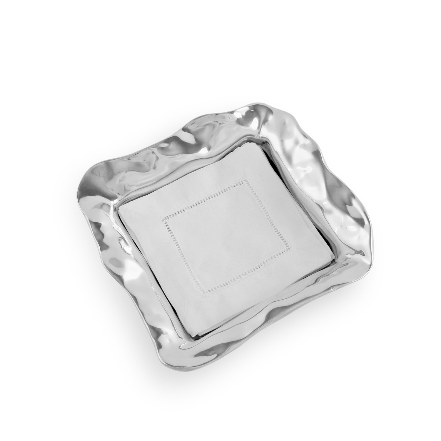 Beatriz Ball Vento Napkin Box - Elegant Silver-Plated Napkin Holder for Dining Table Decor, Perfect for Weddings, Parties, and Holiday Entertaining