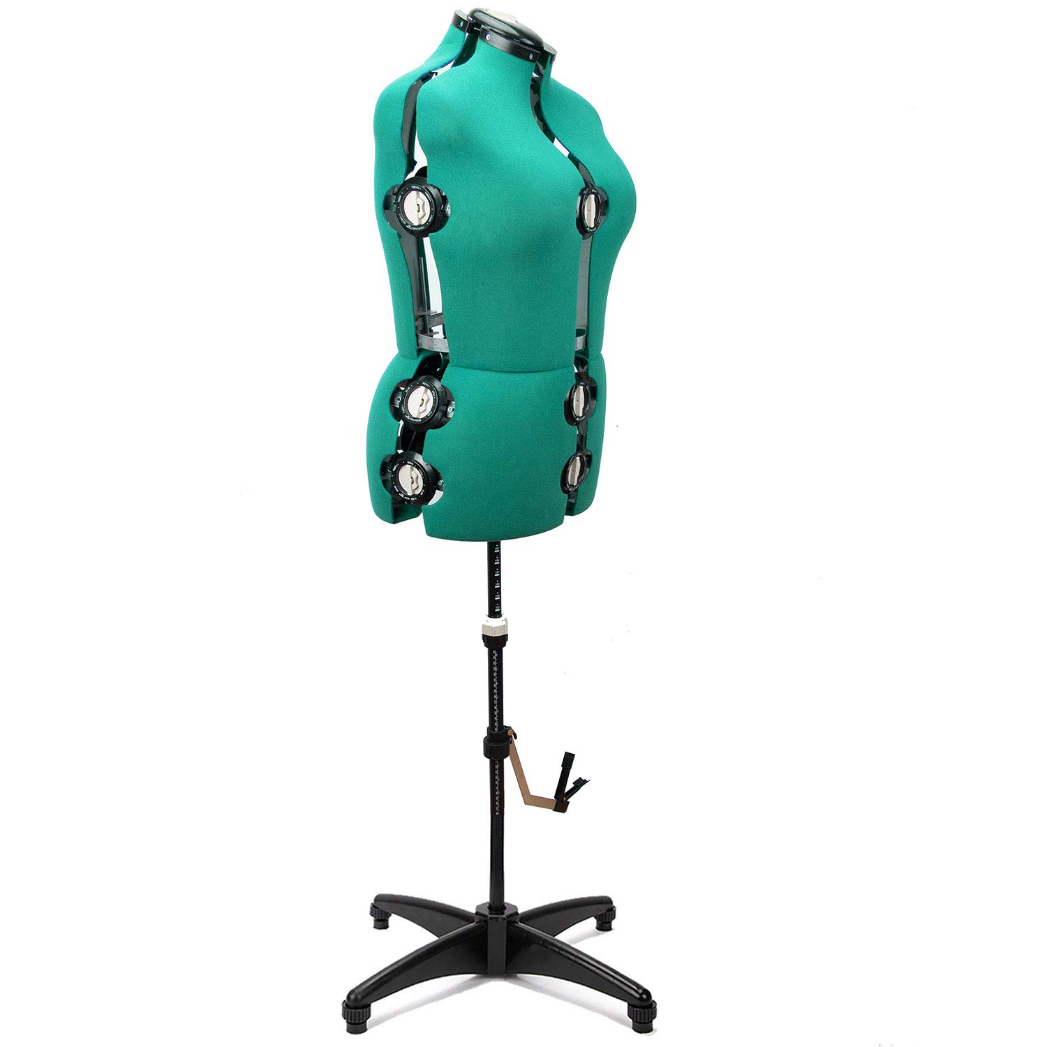 BHD BEAUTY Adjustable Dress Form Mannequin - 13 Dials Female Sewing Mannequin with Tripod Stand, Green Fabric Body Torso (Large, Up to 70
