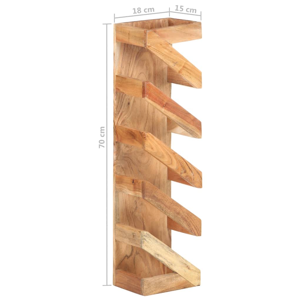 CHARMMA 5-Bottle Wine Rack - Solid Acacia Wood Wall Mounted Wine Storage for Kitchen, Dining Room & Bar Decor