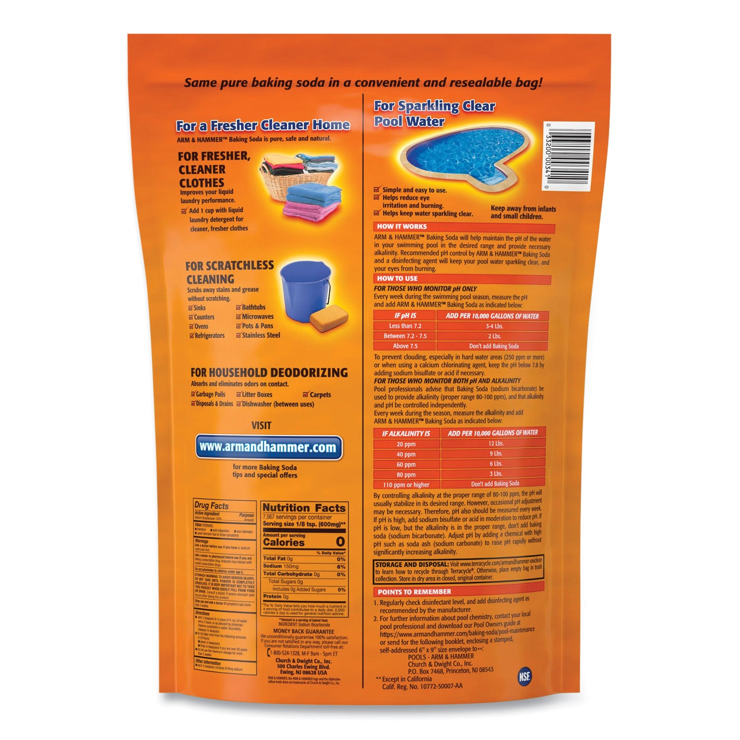 Arm & Hammer™ Baking Soda, 10.8 lb Bulk Bag (4-Pack) – Perfect for Baking, Cleaning, Deodorizing & Household Uses