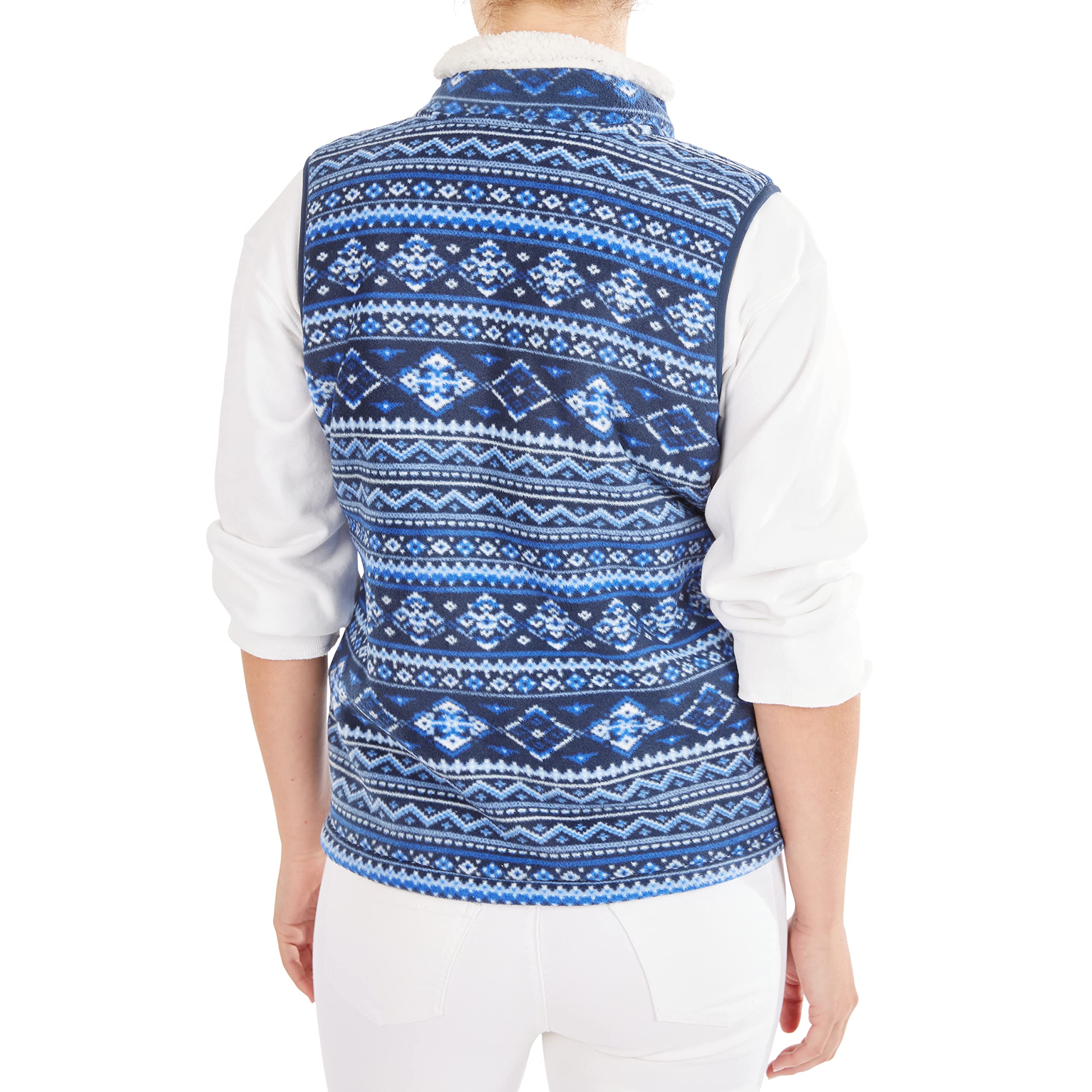 Smith's American Women's Butter-Sherpa Lined Printed Fleece Zip Front Vest - Cozy Winter Outerwear for Hiking, Camping & Casual Wear