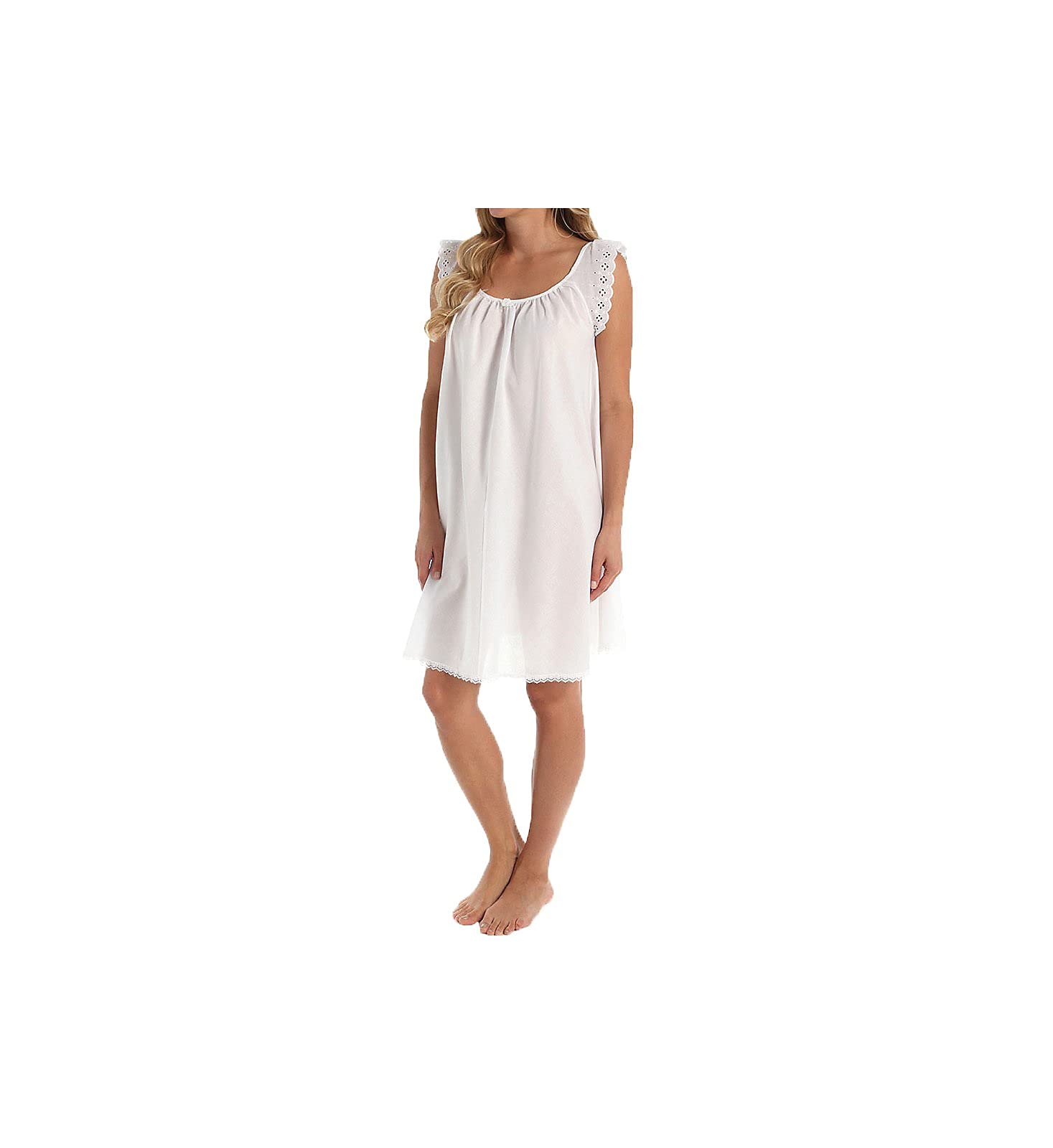 Amanda Rich Women's 106-80 Short Sleeve Cotton Nightgown with Lace Trim - Light Blue, Pink, White - XS,S,M,L,XL,2X - Soft & Comfortable Sleepwear for Women, Perfect for Relaxing at Home or Bedtime