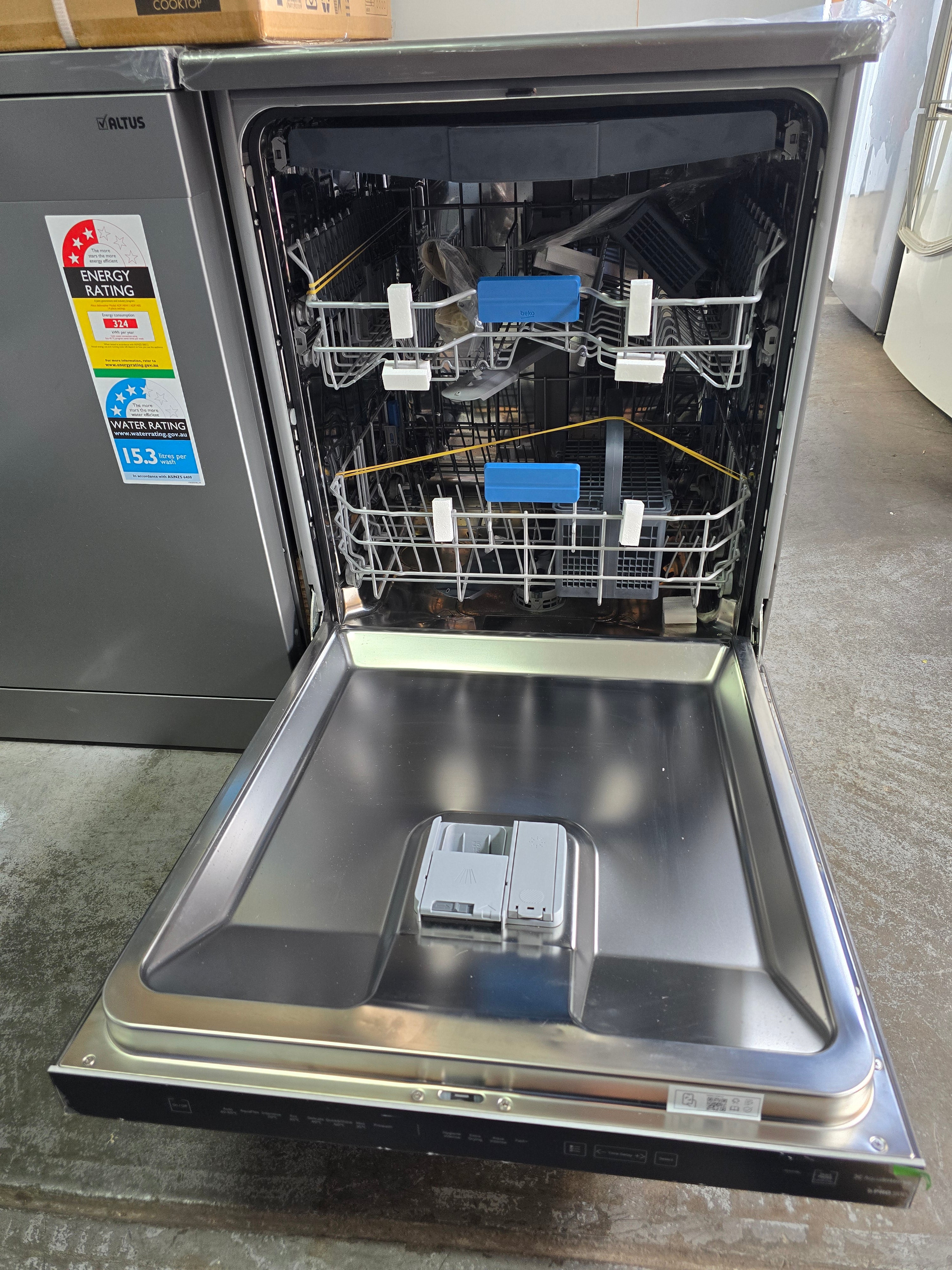 Beko BDF1640DX 16 Place Setting Freestanding Dishwasher in Dark Stainless Steel - Factory Second | Energy Efficient Dishwasher for Large Families & Entertaining