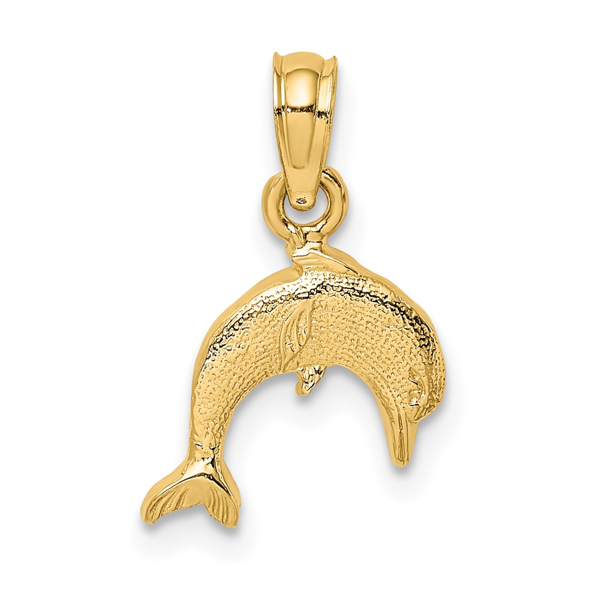 14K Solid Yellow Gold Sea Dolphin Necklace - Ocean Fish Pendant for Women, Nautical Charm Jewelry Gift for Beach Lovers & Summer Vacation Accessories