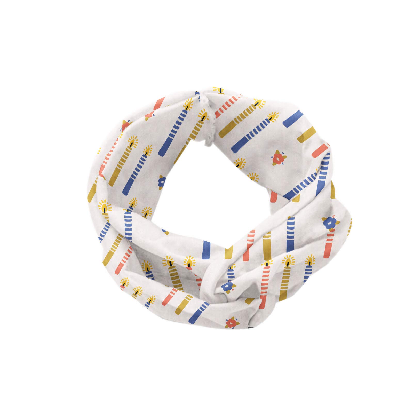ABAKUHAUS Women's Elastic Headband - Abstract Vertical Candles & Flowers Print, Soft Stretchy Bandana for Sports, Workouts, Yoga & Daily Wear (Ceil Blue/Dark Mustard) | Perfect for Running, Gym, Outdoor Activities & Fashion Accessories