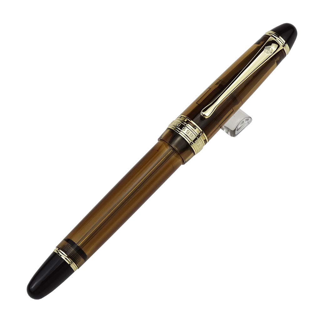 Yongsheng 699 Vacuum Fountain Pen - Fine Nib, Transparent Brown for Office & Writing