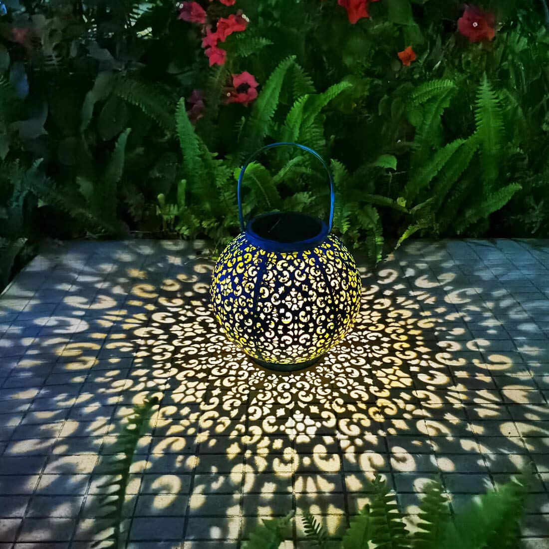 6-Pack Moon Star Solar Lights + 1 Solar Lantern Set - Waterproof Outdoor Garden Decor for Pathway, Yard, Patio & Landscape Lighting