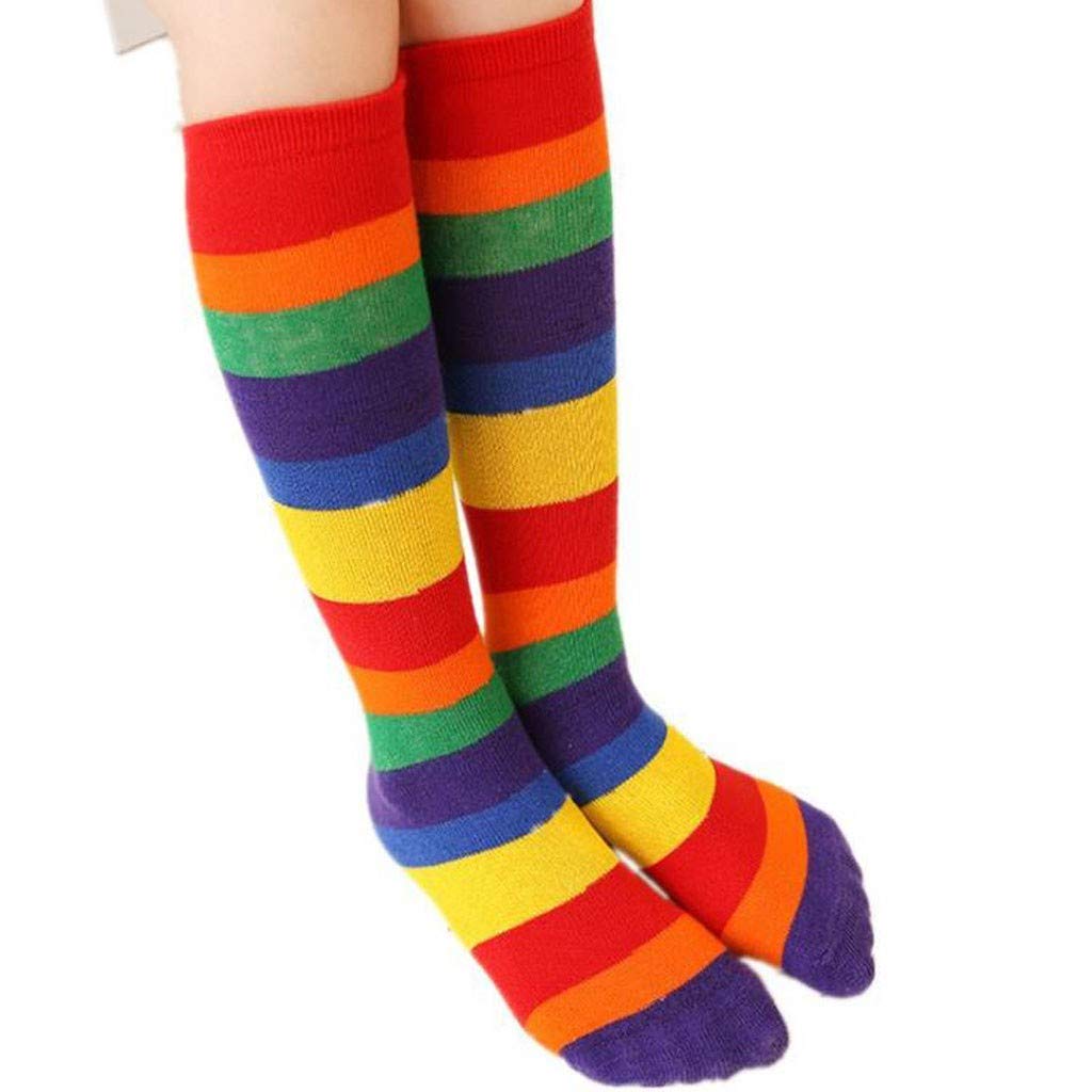 WYTong Girls' Warm Rainbow Knee High Socks - Cotton Long Stockings for Kids | Perfect for Winter, School Uniforms & Fashion Outfits