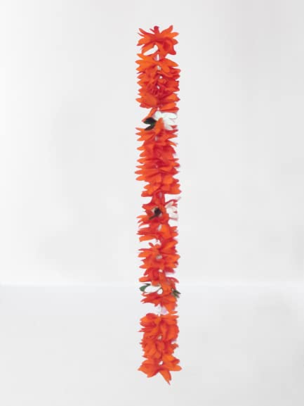 PMK E Store - Artificial Garland Polyester Fabric Flower Juda Gajra Hair Bun Accessory for Women - Multicolor Orange - Perfect for Weddings, Parties & Festive Occasions