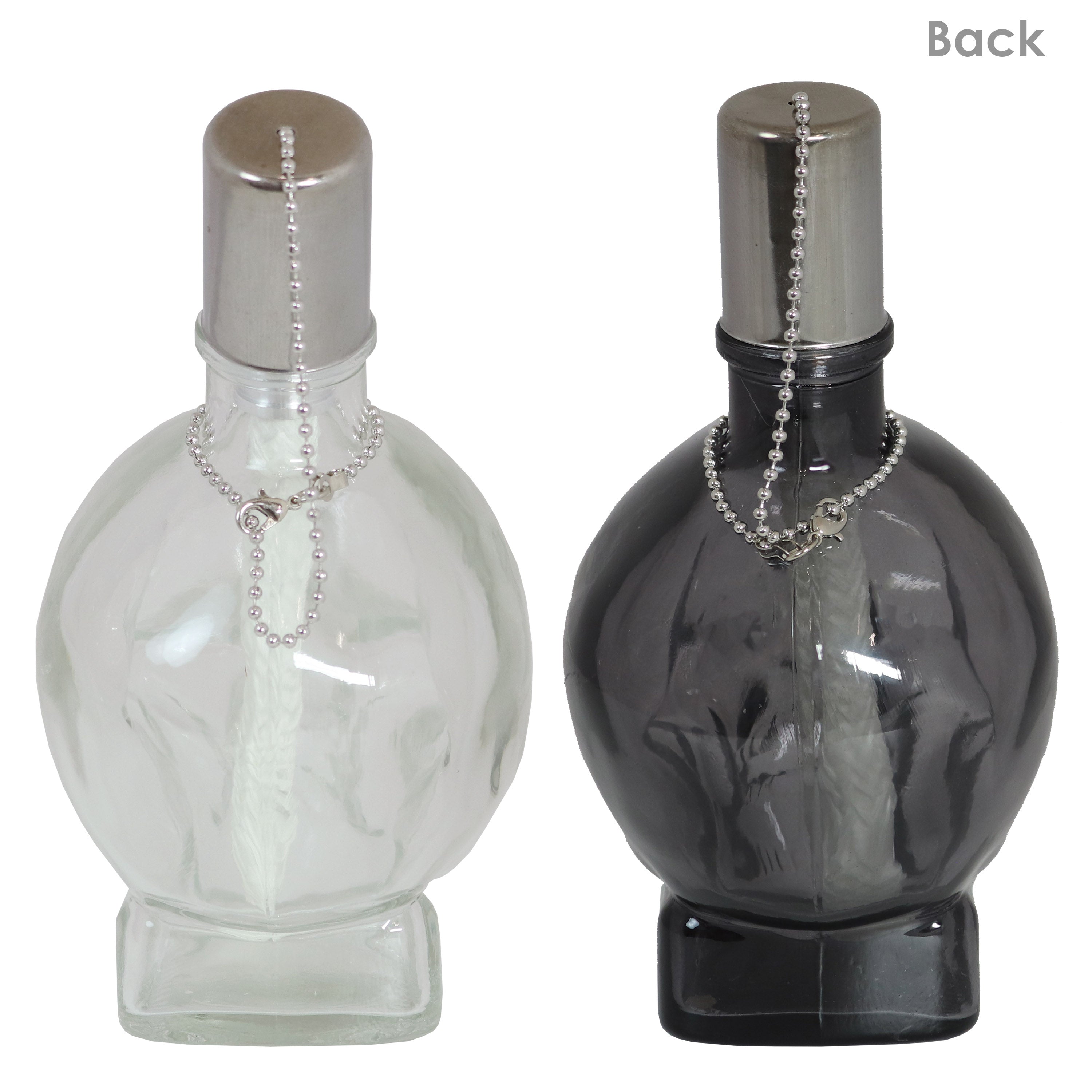 Sunnydaze Grinning Skull Glass Tabletop Torches - Black & Clear Outdoor Decor for Halloween, Patio & Garden Parties