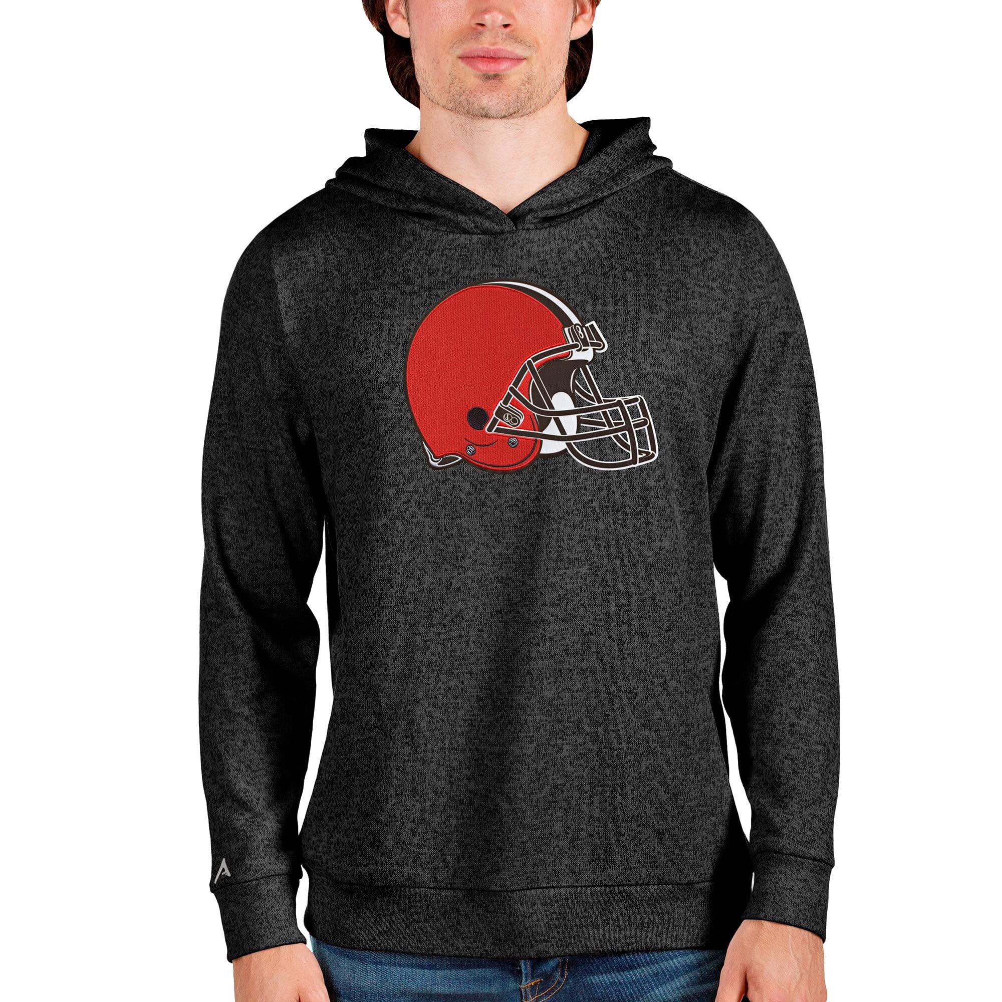 Antigua Men's Heathered Absolute Pullover Hoodie - Soft Fleece Lined Sweatshirt for Casual Wear & Outdoor Activities | Warm Comfortable Zip Up Hooded Sweater for Gym, Running, and Lounge