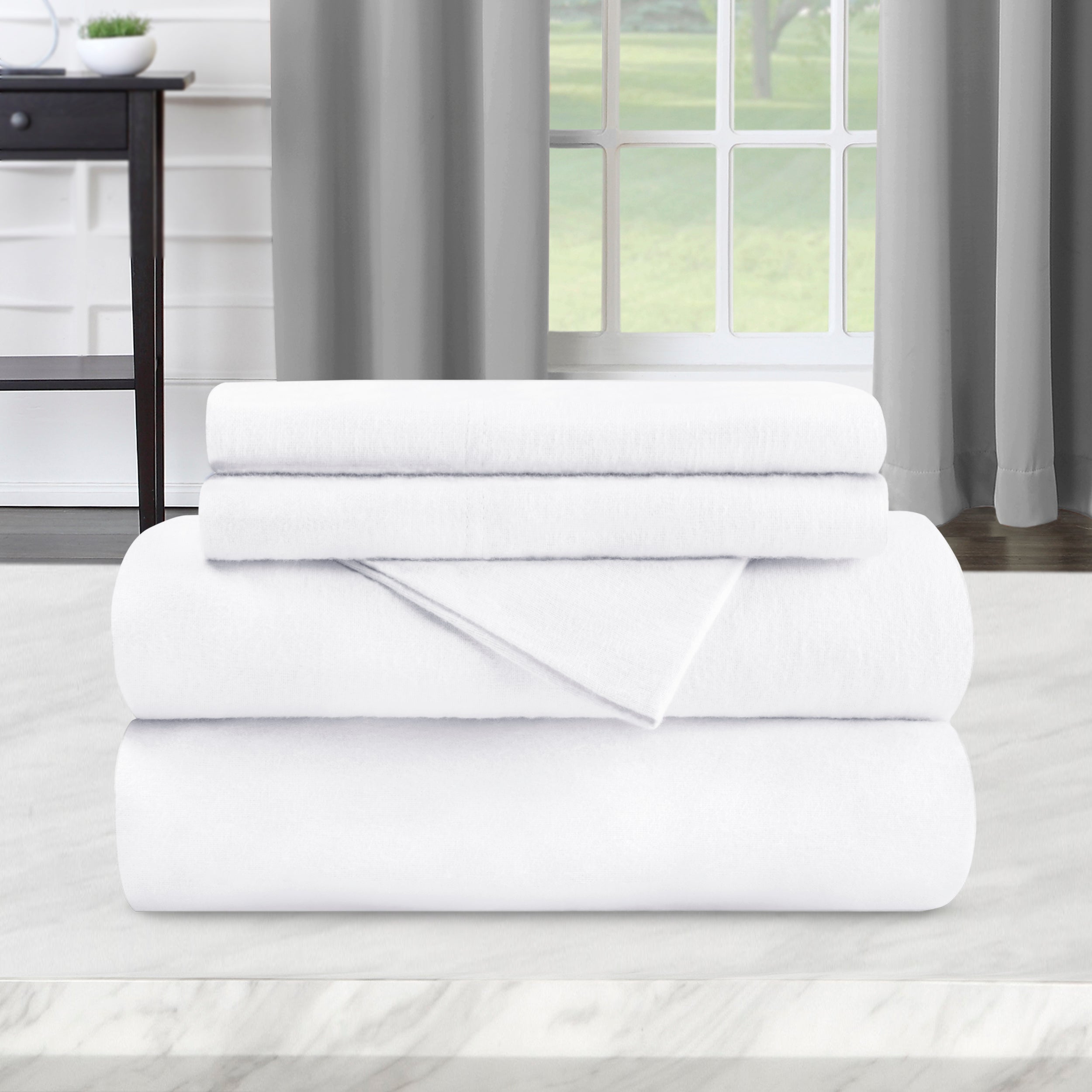 Premium Flannel Cotton Bed Sheet Set - Deep Pocket, Modern Solid Design - Perfect for Cozy Winter Nights & Home Decor