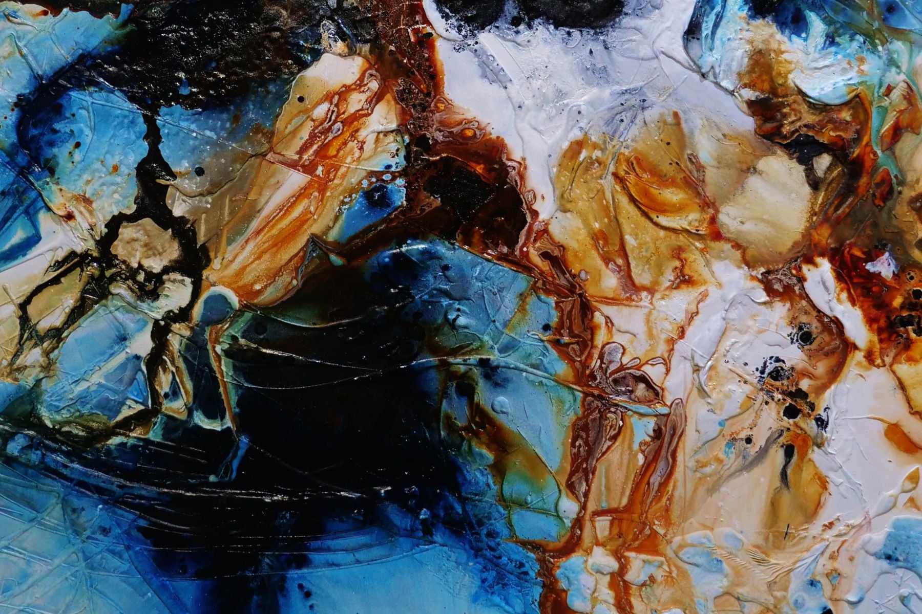 150cm x 150cm Rust, Black, Blue Textured Abstract Wall Art Painting - Modern Home Decor for Living Room, Bedroom & Office