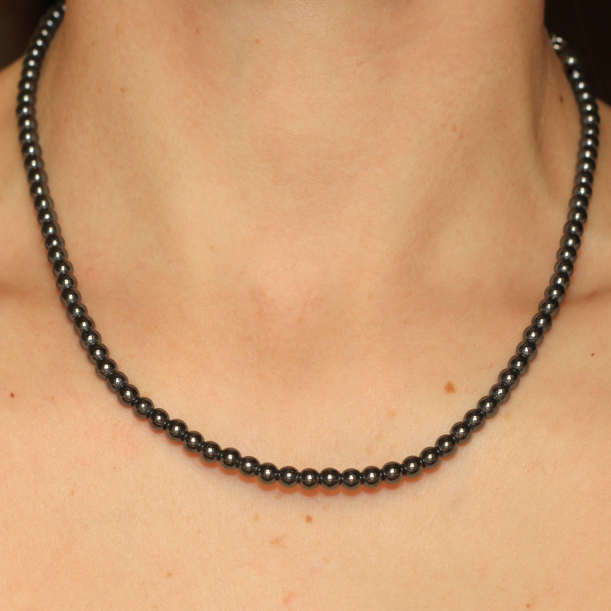 Hematite Beaded Necklace for Women - Mini Magnetic Therapy Jewelry for Stress Relief & Energy Balance | Perfect for Meditation, Yoga & Everyday Wear