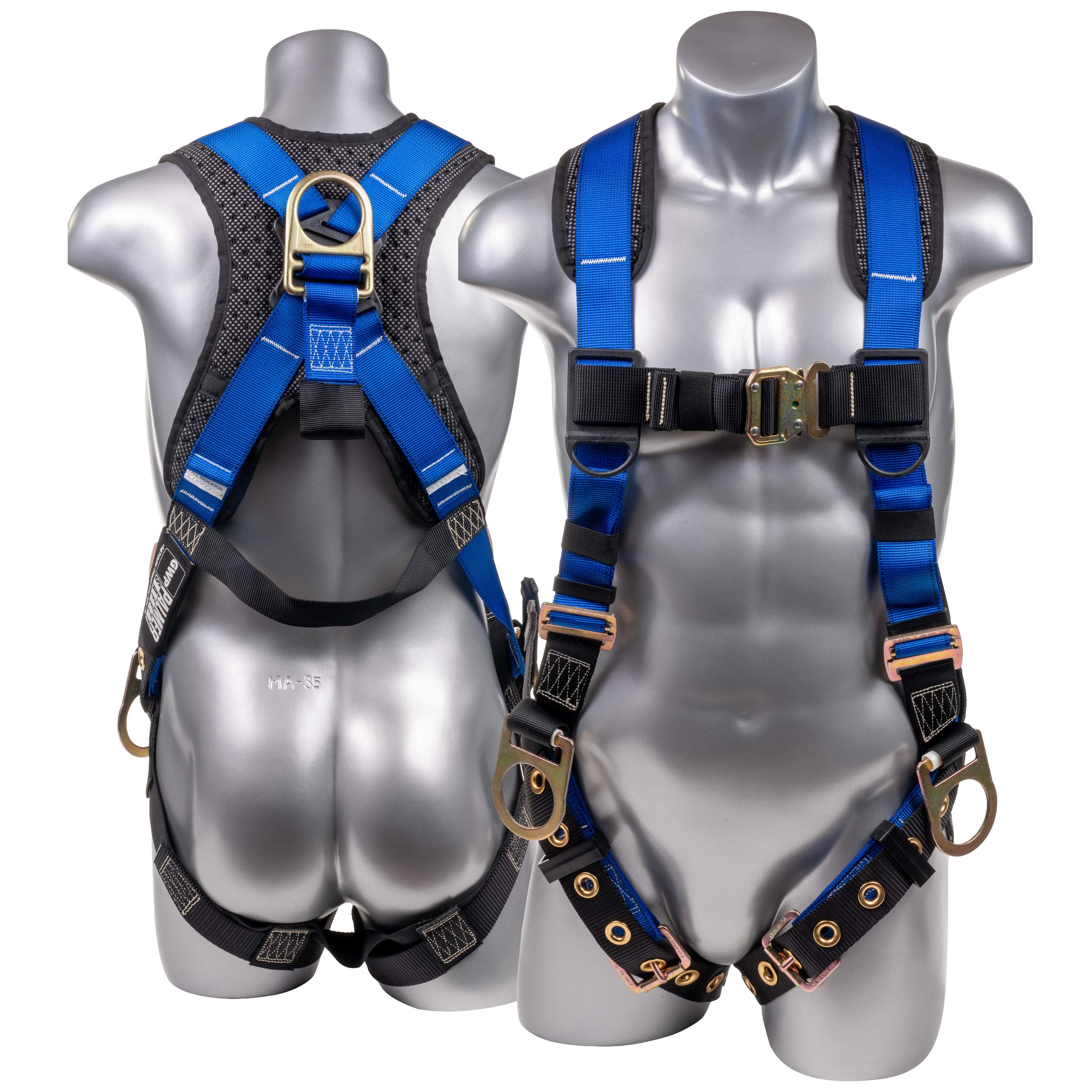 OSHA Compliant Full Body Safety Harness with Detachable 6ft Shock Absorbing Lanyard - Construction Fall Protection Kit (Harness + Steel Hook Leg Lanyard) - Ideal for Roofing, Scaffolding & Industrial Work Safety