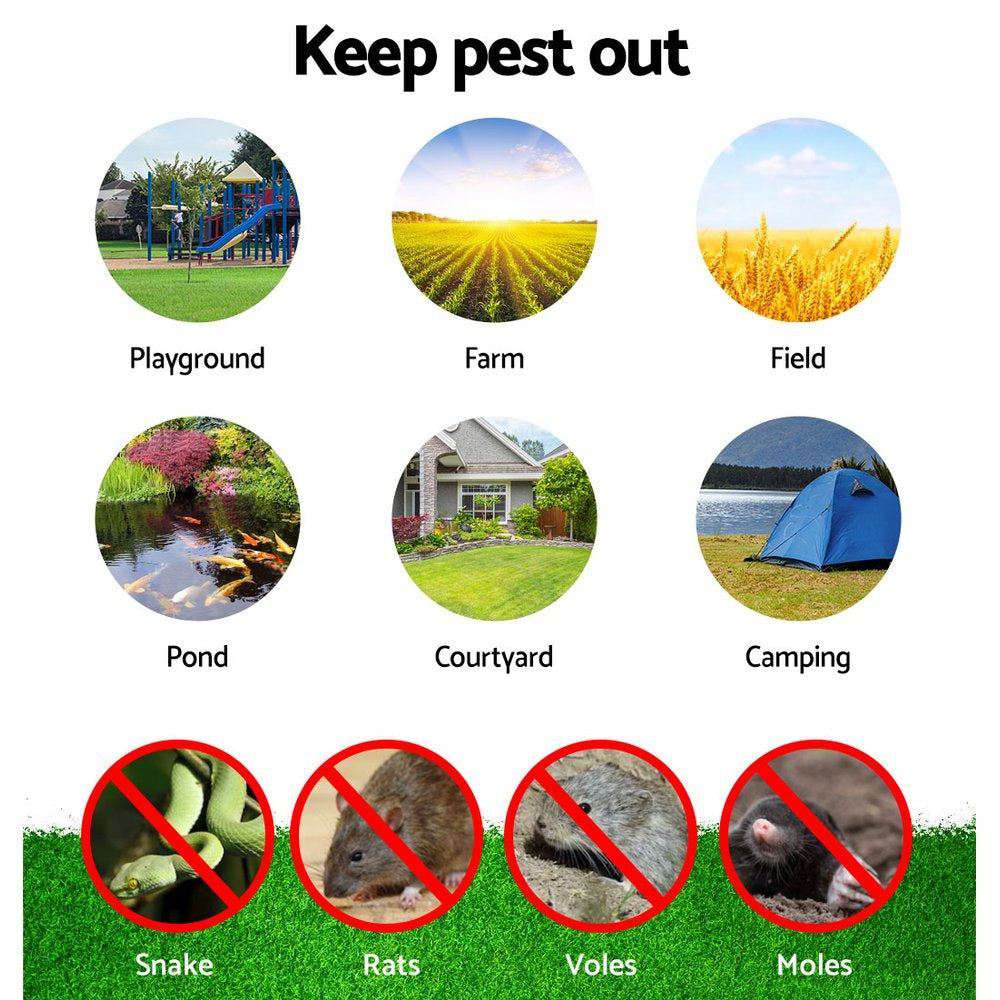 10X Solar LED Snake Repeller - Ultrasonic Pest & Rodent Control - Multi Pulse Technology - Outdoor Garden & Yard Protection - Waterproof & Eco-Friendly Solution for Home, Farm, and Camping Use