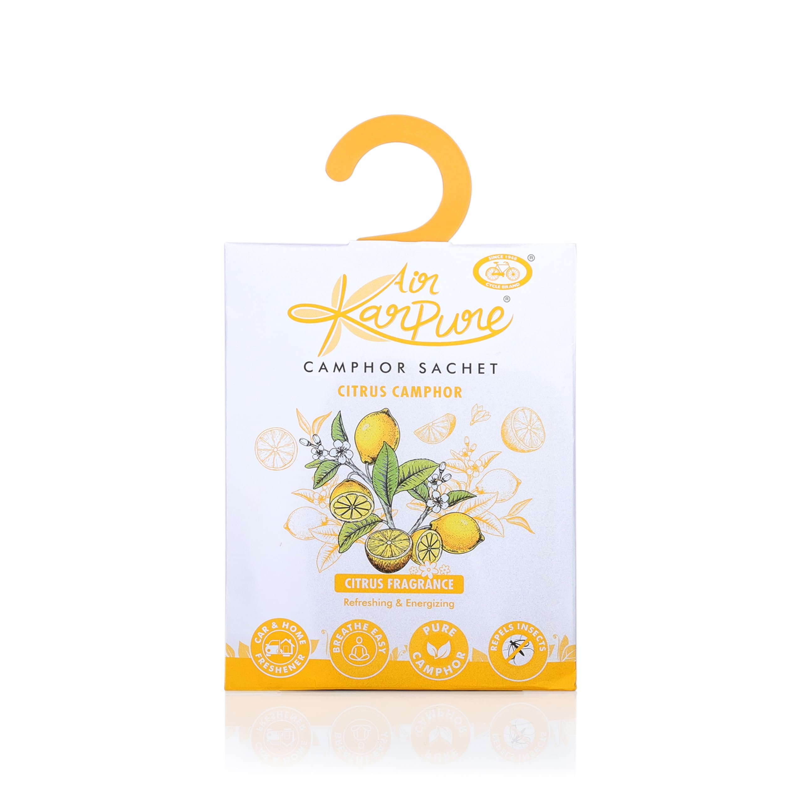 Cycle Pure Karpure Camphor Sachet - Pack of 3 | Long-Lasting Air Freshener for Bathroom, Toilet, Closet, Home & Office | Oudh, Citrus & Original Camphor Fragrance | Each Sachet Lasts 30 Days | Perfect for Odor Control in Small Spaces & Aromatherapy