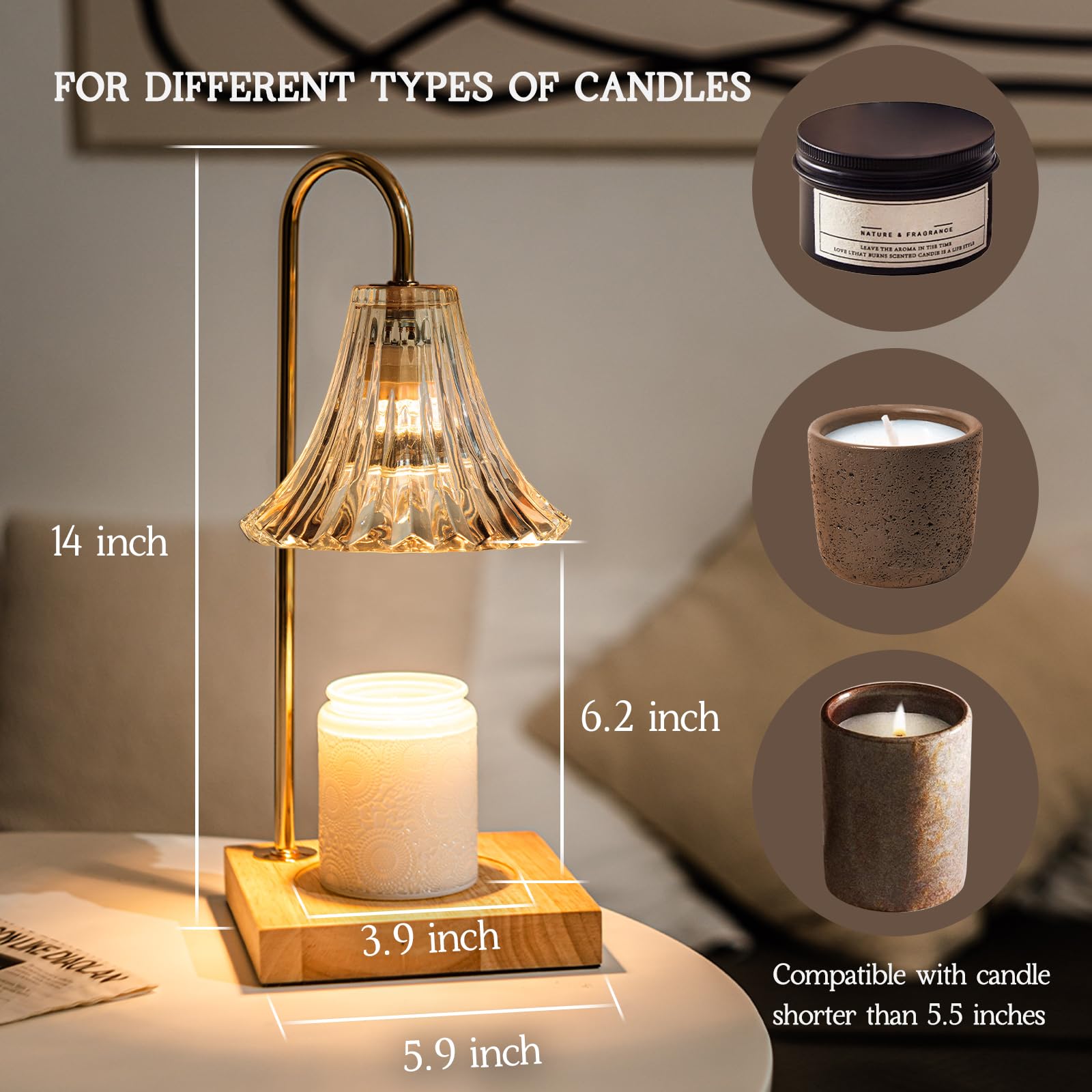 Dimmable Candle Warmer Lamp with Timer - Floral Wax Melter for Home Fragrance, Birthday Gift for Women & Mom - Perfect for Dorm Room Decor, Bedroom Aromatherapy & Relaxation