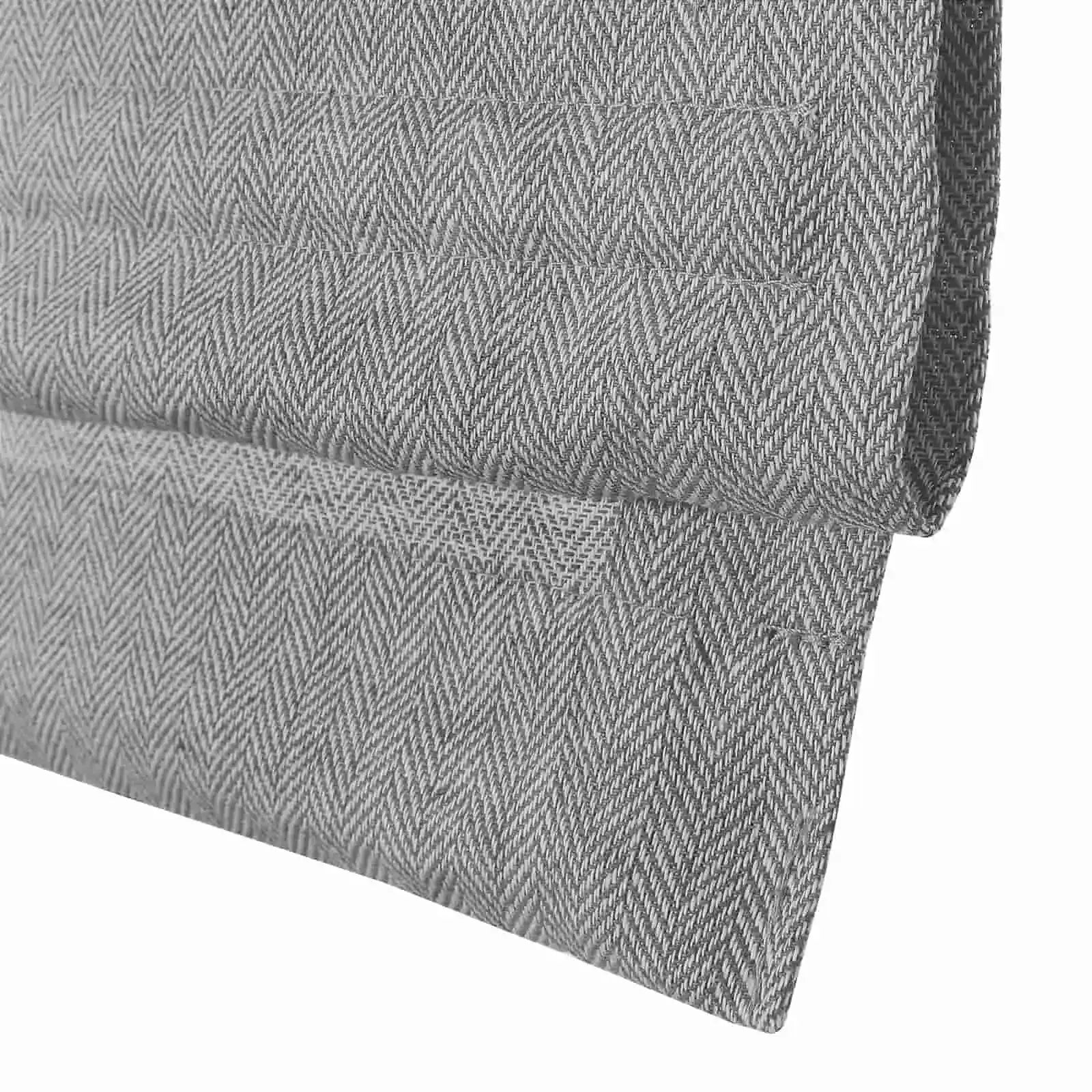 Ron Linen Cotton Herringbone Roman Shade - Cordless Window Treatment for Living Room, Bedroom & Office (Blackout/Sheer Options)