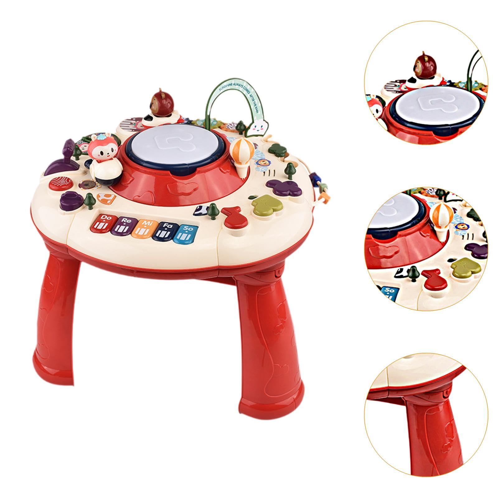 Milageto Baby Activity Table - Musical Sensory Toy with Lights & Sounds, Educational Learning Center for Toddlers Boys & Girls - Perfect for Playtime, Birthday Gifts & Early Childhood Development (Red)