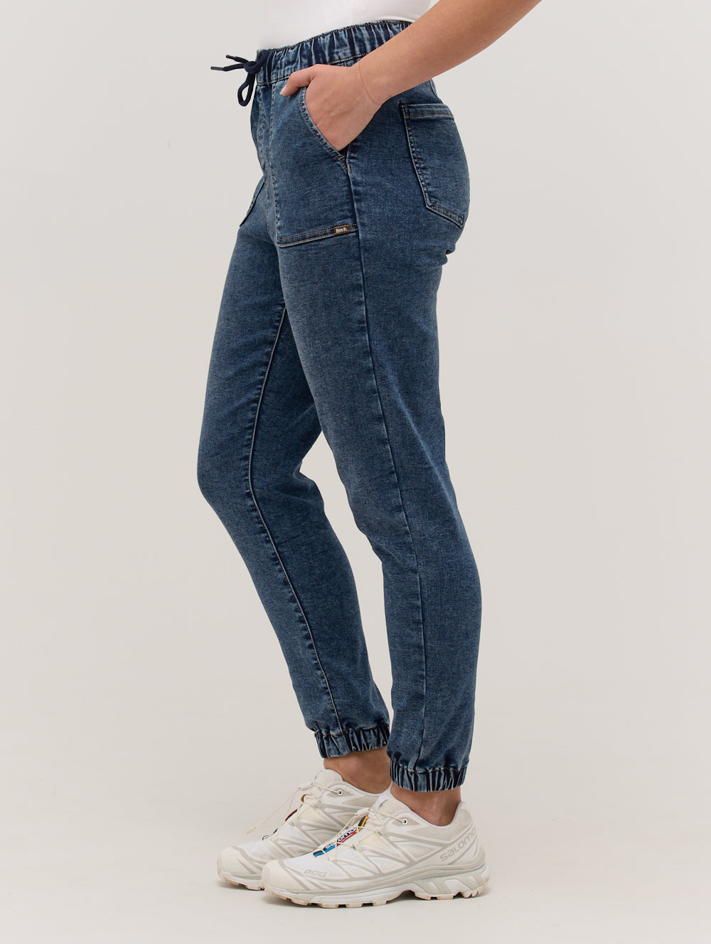Eco-Friendly Denim Joggers for Women - Sustainable Stretch Cotton Casual Pants - Perfect for Yoga, Running, and Everyday Wear