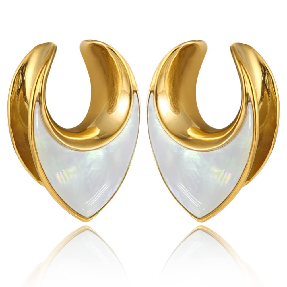 Casvort 2 PCS Hypoallergenic 316L Stainless Steel Conch Saddle Hangers Ear Tunnels - Reverse Saddle Gauges Body Jewelry 8mm-25mm (0g-1