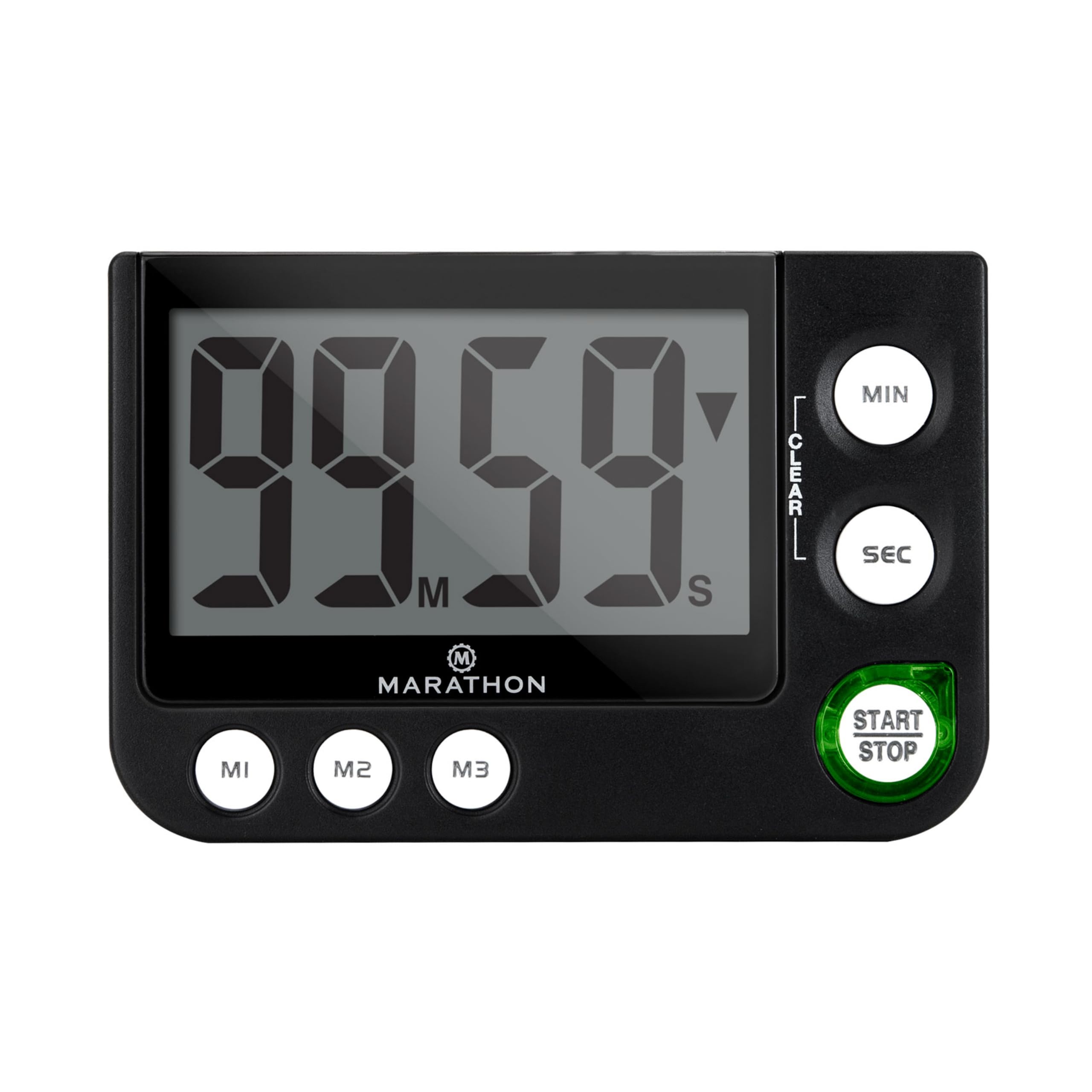 Marathon 100 Minute Digital Timer with Large LCD Display - Loud Alarm Countdown Clock for Cooking, Studying & Workouts - Battery Included | Easy-to-Read Black Timer for Kitchen, Classroom & Gym