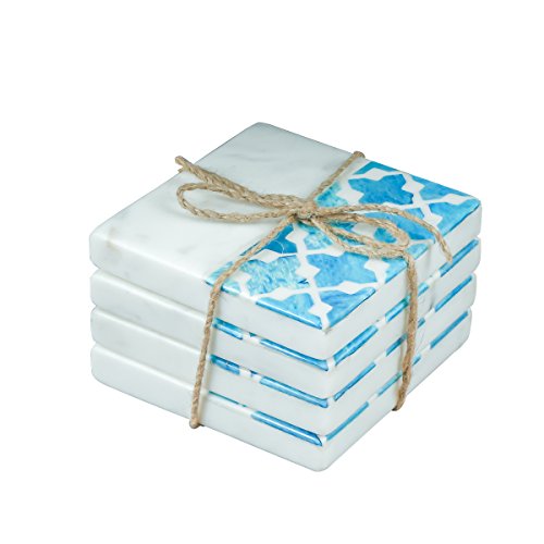 Sq White With Teal Inlay