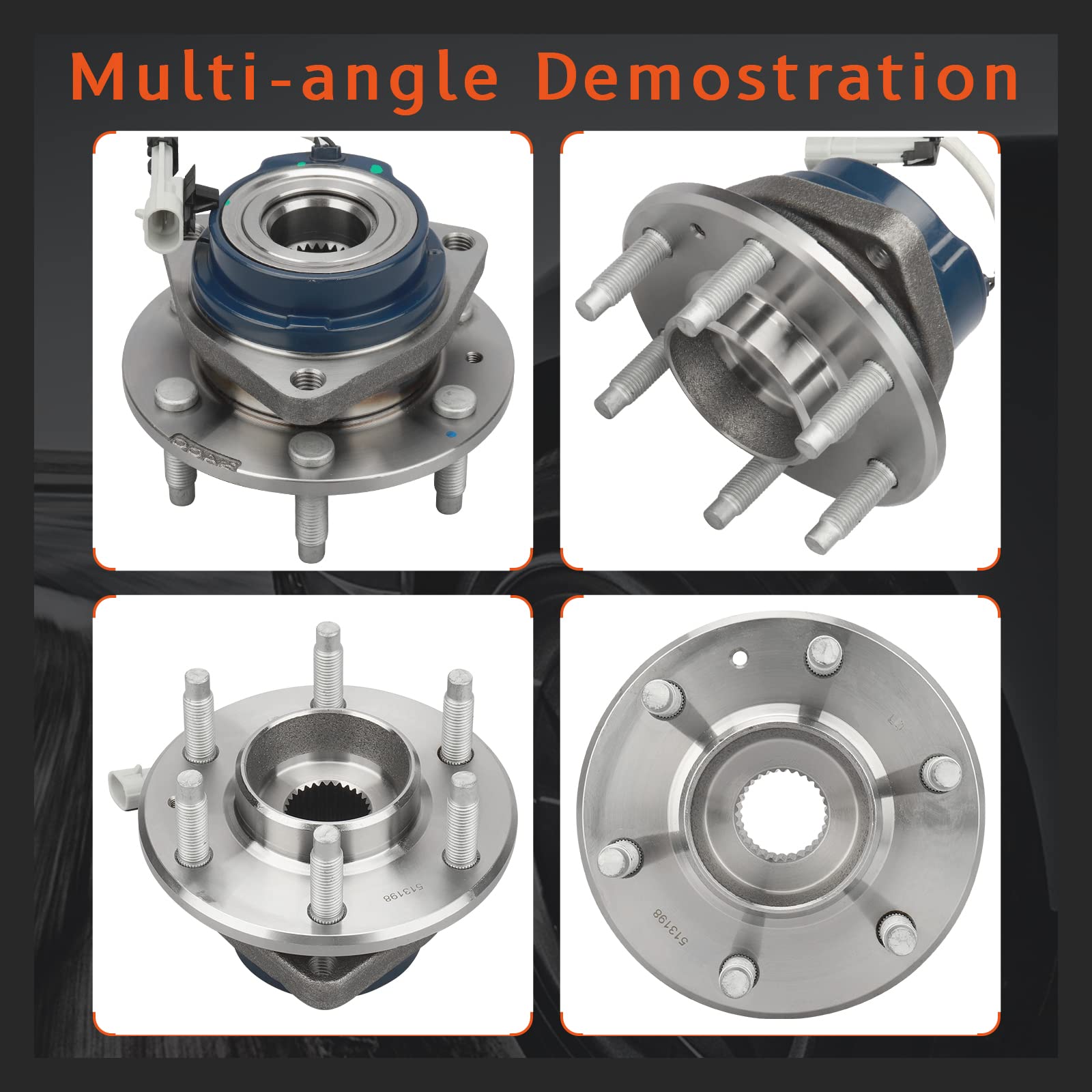 DRIVESTAR 513198 Front Wheel Hub & Bearing Assembly for Cadillac SRX 2004-2009, AWD 4WD, 6 Lug with ABS (Pair) - Perfect for Smooth Ride & Safe Braking on Highways & Off-Road Adventures