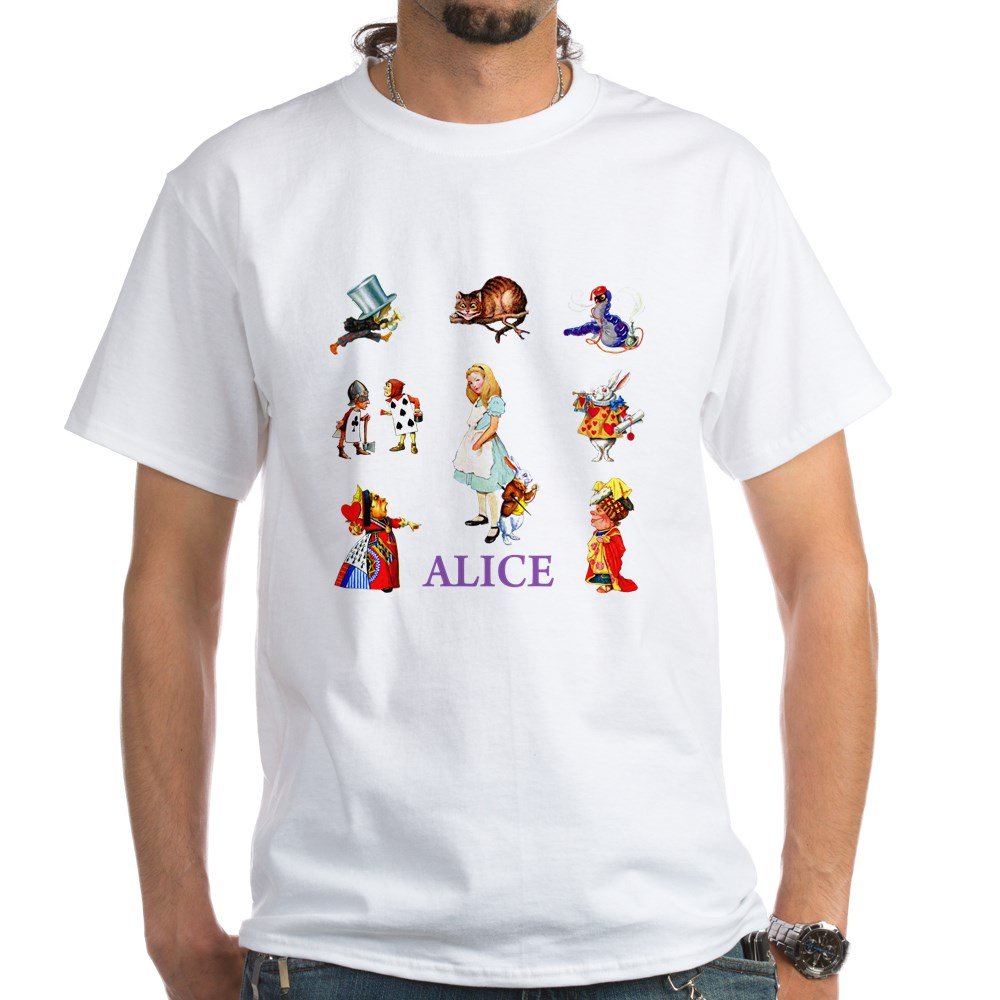 Alice in Wonderland White Cotton T-Shirt | Unisex Graphic Tee for Fans | Perfect for Cosplay, Book Lovers & Casual Wear