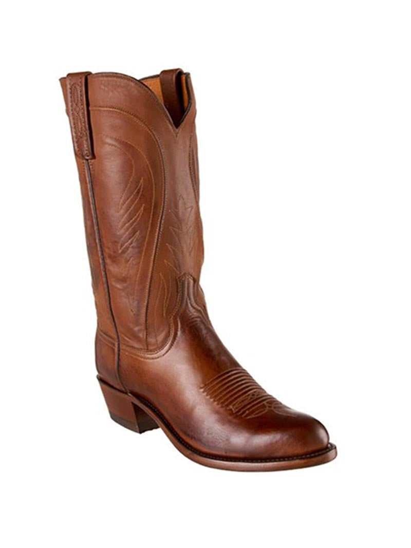 Lucchese N1596.R4 Men's Classic Ranch Hand Leather Boots - Tan Burnished Cowboy Boots for Western Riding & Outdoor Work