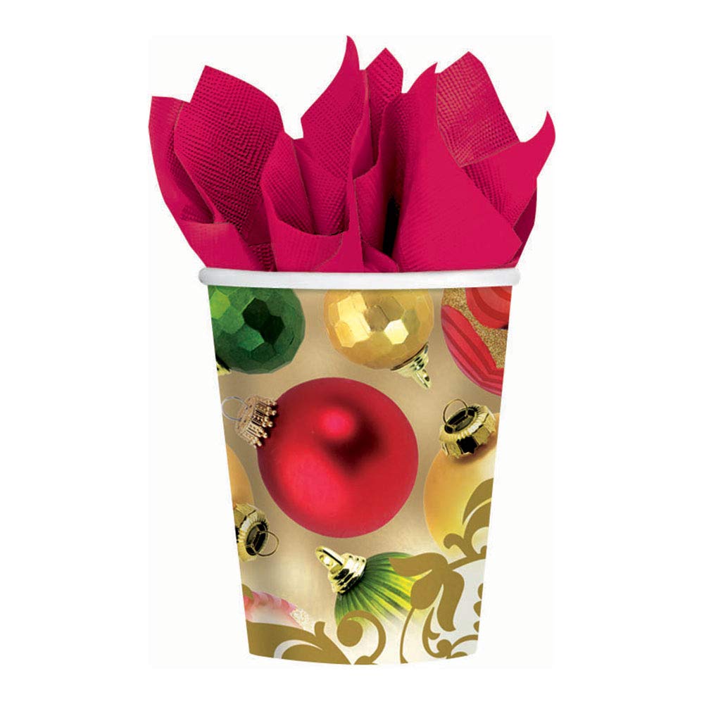 Merry Moments 9oz Disposable Plastic Cups - Pack of 8 - Perfect for Parties, Picnics, and Outdoor Events