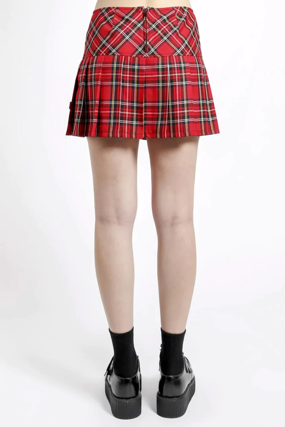 Stylish Red Plaid Pleated Skirt for Women (Size M) - Perfect for Office, School & Casual Outfits