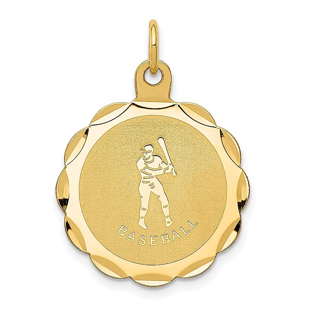 14K Yellow Gold Baseball Disc Charm Necklace - Engravable Round Pendant for Women - Perfect Softball Jewelry Gift for Her - Great for Sports Lovers & Special Occasions