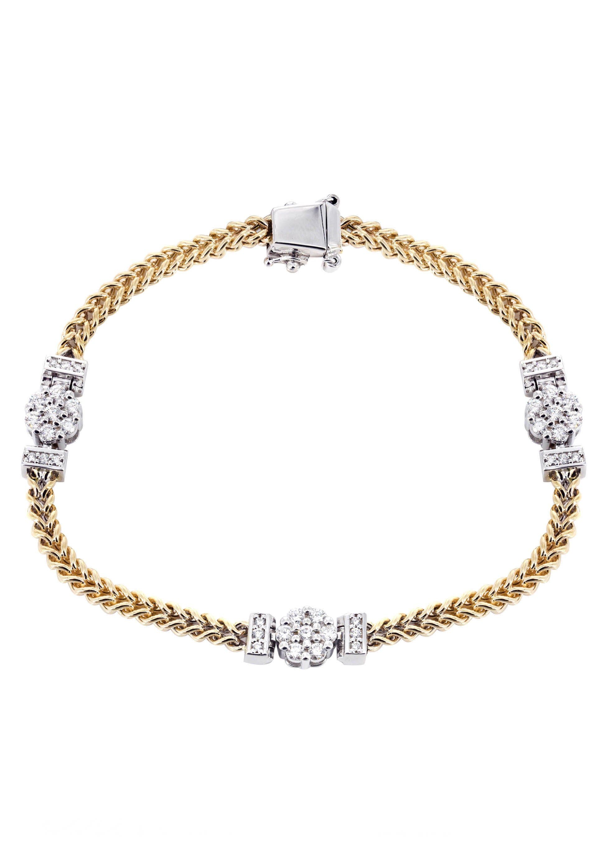 14K Gold Diamond Franco Chain Bracelet for Women - 1.46 Carat Genuine Diamond Tennis Bracelet, 8mm Wide | Perfect for Anniversary Gifts, Wedding Jewelry & Special Occasions
