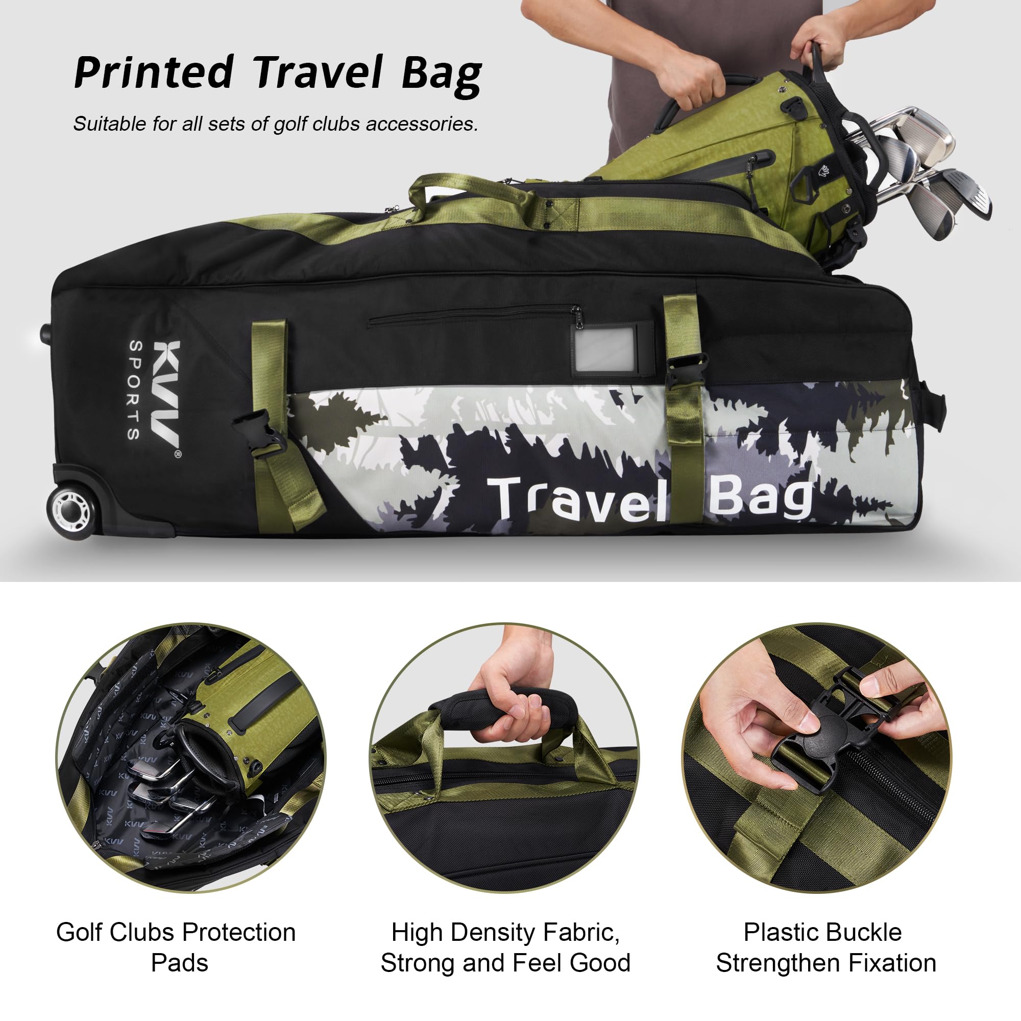KVV Premium Padded Golf Travel Bag with Wheels - Foldable Airline Approved Golf Cover with Multiple Handles & Storage Pockets | Perfect for Air Travel & Golf Vacations