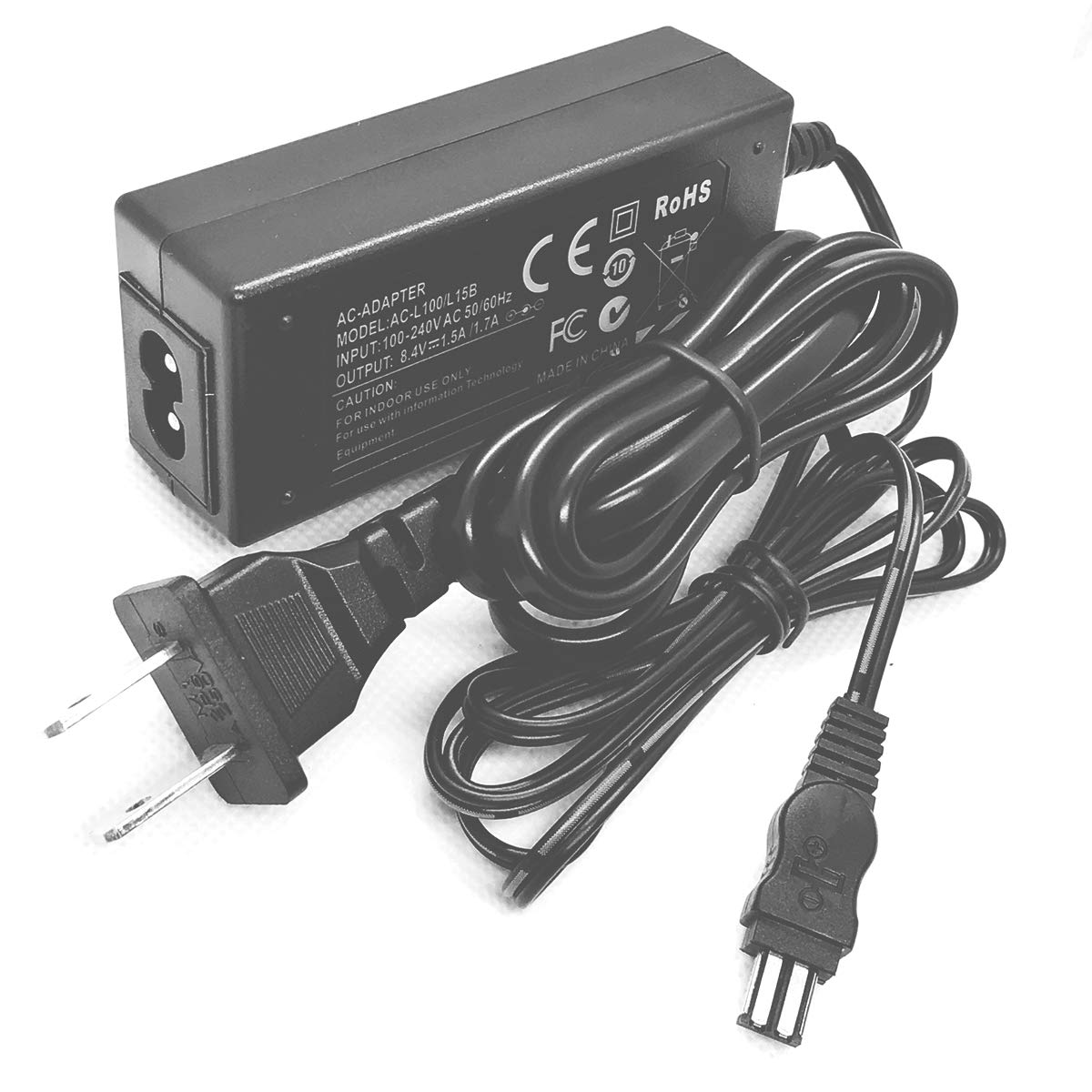 AC Power Adapter Charger Kit for Sony DCR-DVD100 DVD101 DVD200 DVD201 DVD300 DVD301 Handycam Camcorder - Replacement Charger for Home & Travel Use