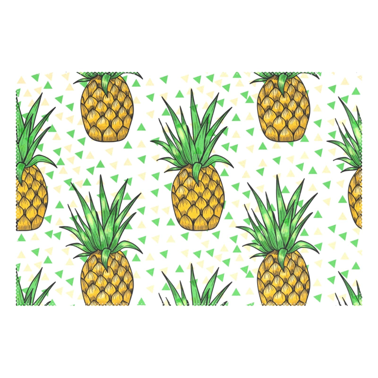 Pineapple Tropical Placemats Set of 4 - Waterproof Kitchen Table Mats for Dining Room Decor, Summer Party & Tropical Theme Home Decor