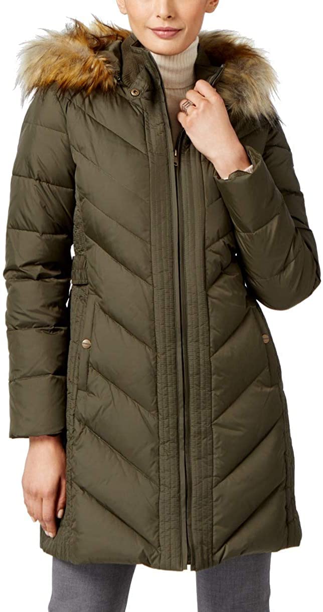 Larry Levine Women's Winter Long Down Coat with Side Tabs & Detachable Hood - Warm Puffer Jacket for Cold Weather, Outdoor Activities & Daily Commute