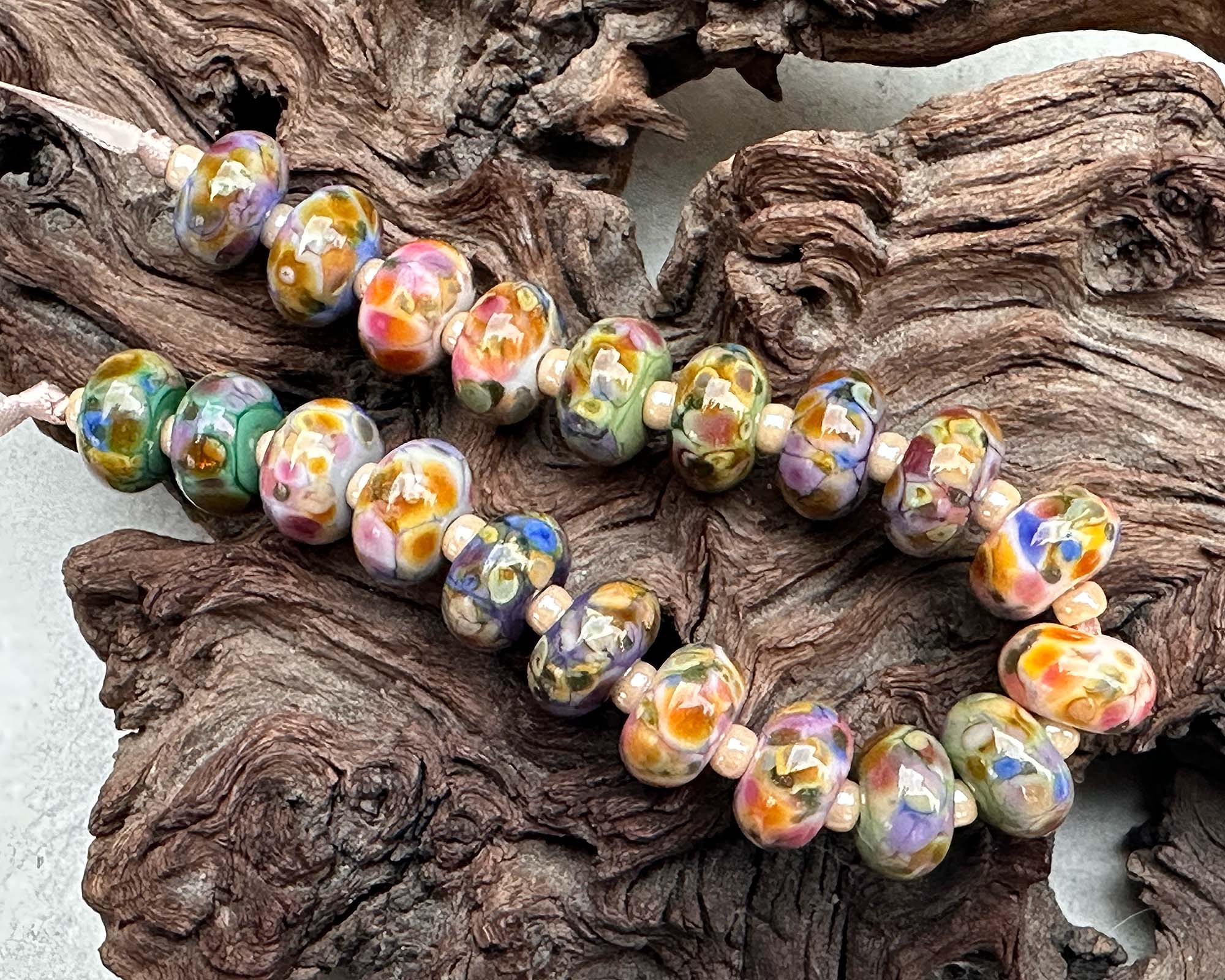20 Picasso Mosaic Lampwork Beads Set for Jewelry Making - Handmade Glass Beads for Necklaces, Bracelets, Earrings & DIY Crafts | Perfect for Beading Projects, Gift Giving & Boho Style Accessories