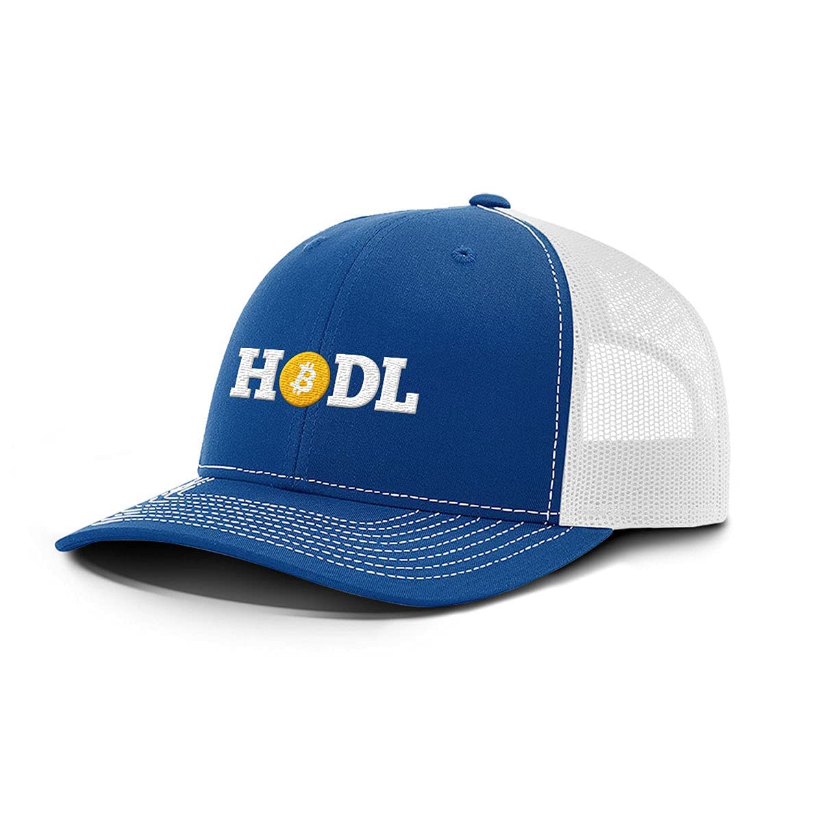 BustedTees HODL Bitcoin Baseball Cap for Men - Breathable Mesh Back Adjustable Snapback Hat - Perfect for Crypto Enthusiasts, Casual Wear & Outdoor Activities